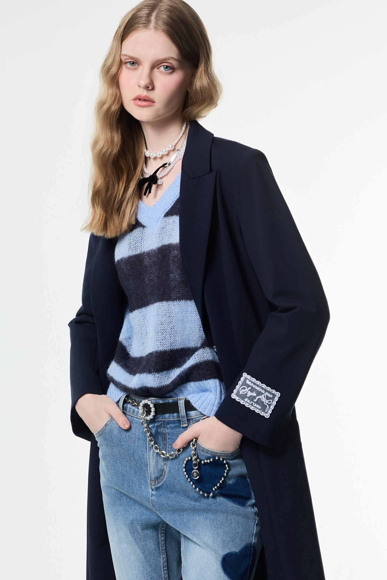 Pearl Detail Asymmetric BeltPearl Detail Asymmetric Belt,pearl,Belts,Leather,Season (AW) Look