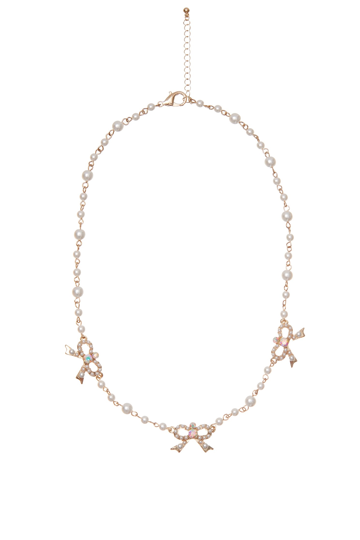 Bow Pendant Pearl NecklaceBow Pendant Pearl Necklace,Dresses,pearl,Season (AW) Look,Lace,bows,Necklaces