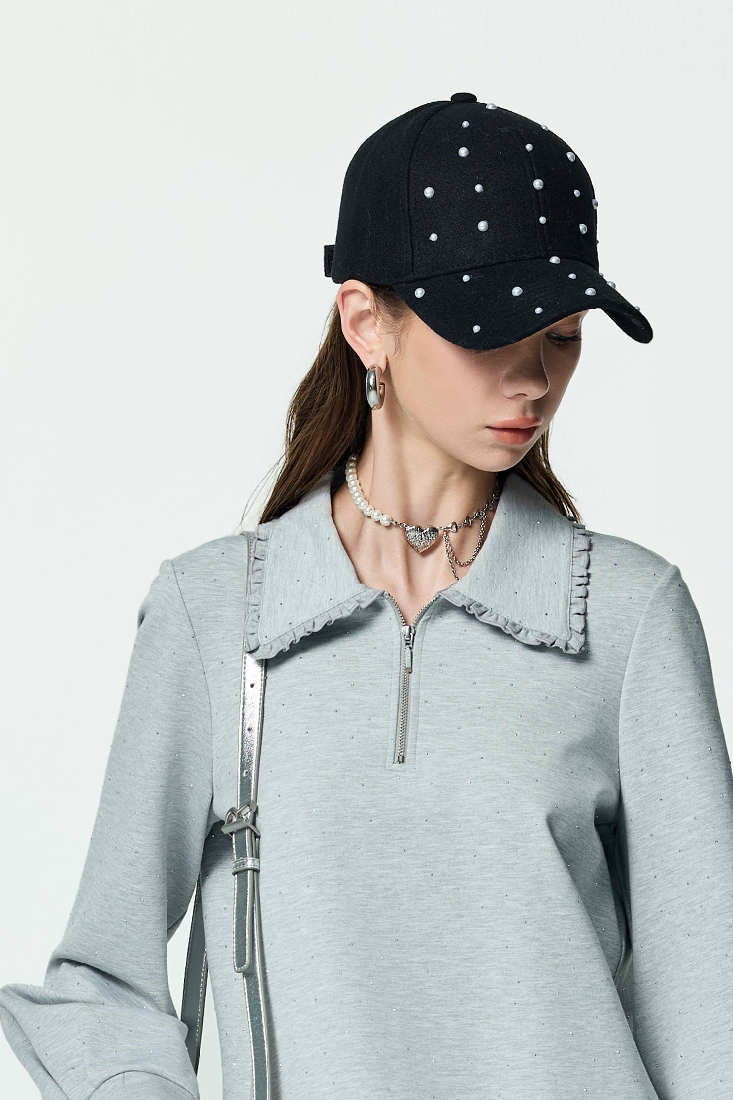 Pearl Applique Base Ball CapPearl Applique Base Ball Cap,pearl,Season (AW) Look