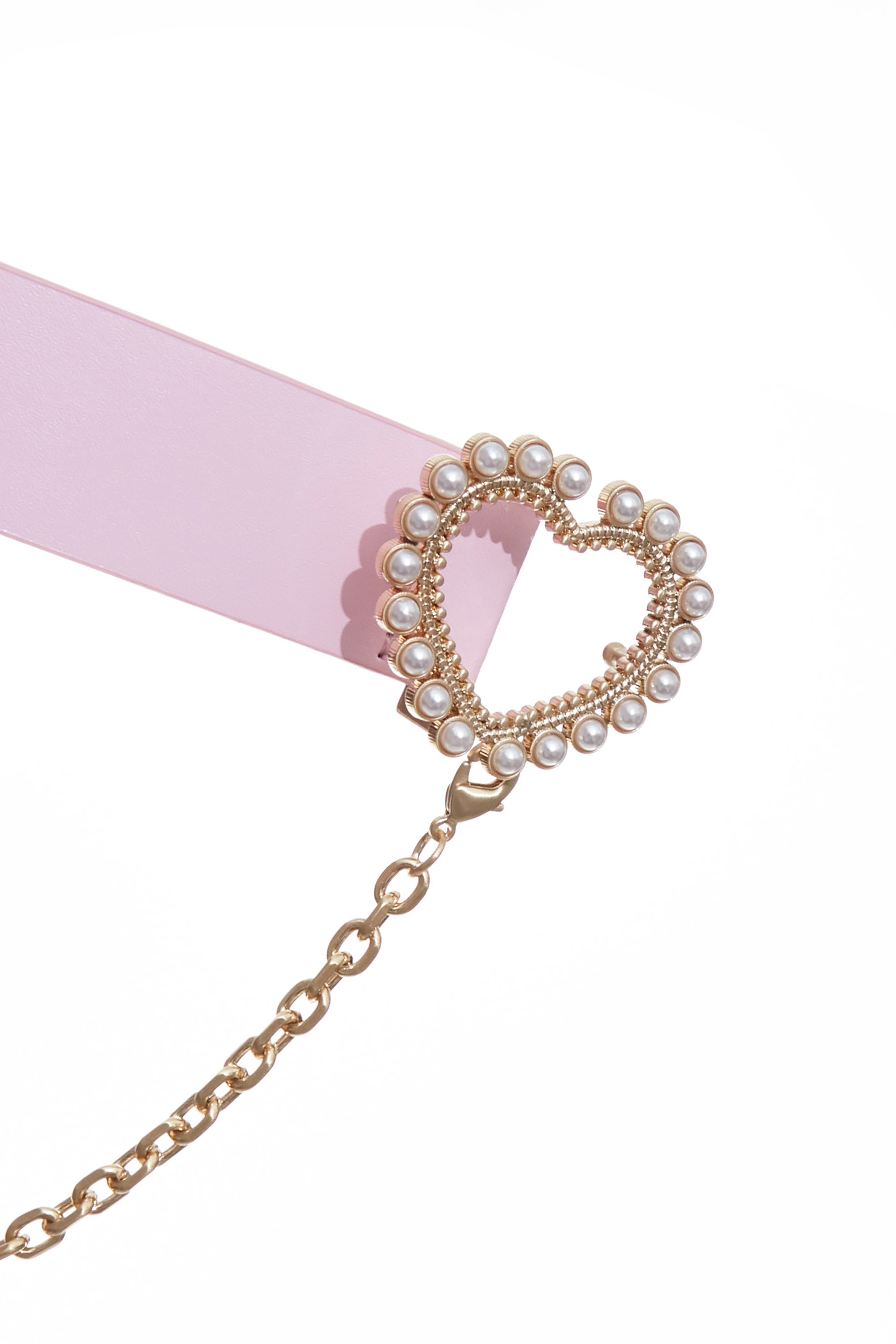 Heart Buckle With Chain Leather BeltHeart Buckle With Chain Leather Belt,pearl,Belts,Leather,Season (AW) Look