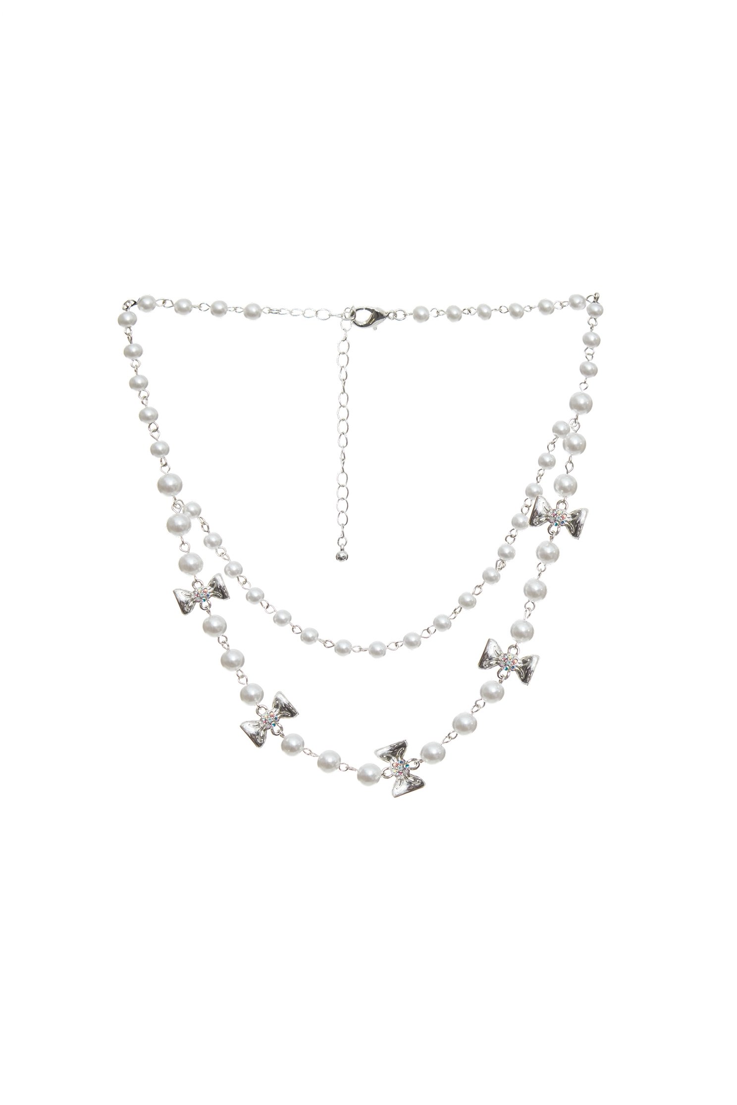 Bow Detail Pearl NecklaceBow Detail Pearl Necklace,pearl,Season (AW) Look,bows,Necklaces