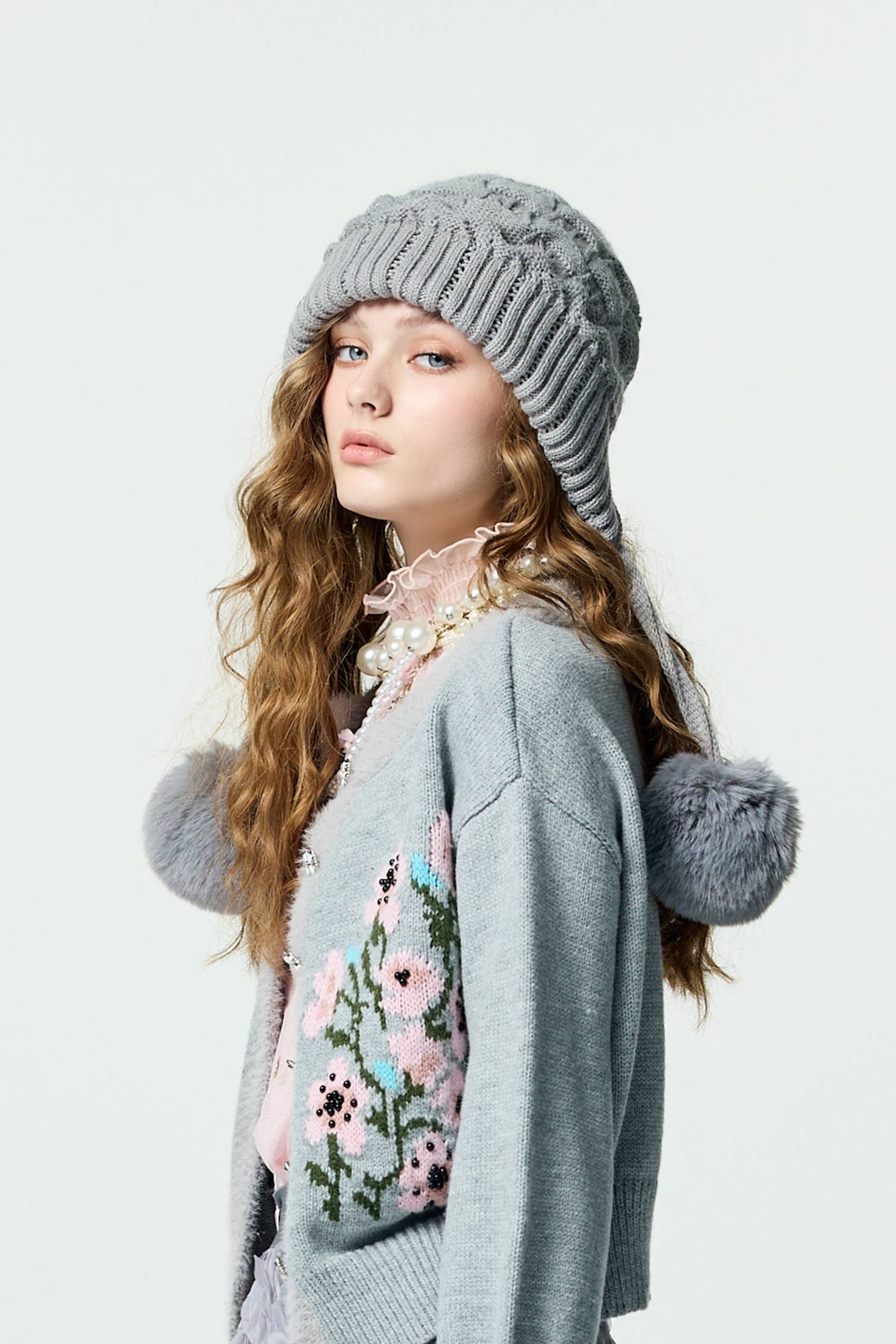 Winter Knit Pom Pom HatWinter Knit Pom Pom Hat,Season (AW) Look,Knitted