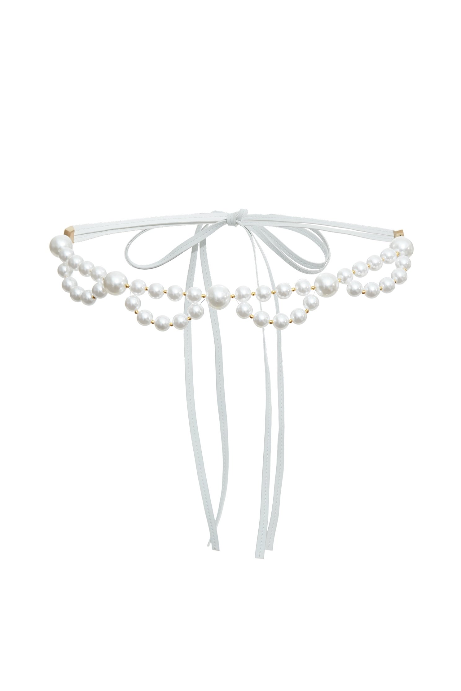 Leather Strap Pearl NecklaceLeather Strap Pearl Necklace,pearl,Leather,Season (AW) Look