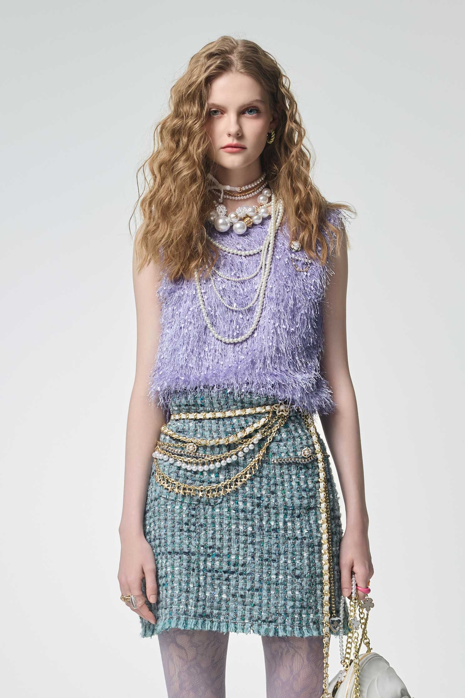 Multi Layer Pearl  Chain BeltMulti Layer Pearl  Chain Belt,pearl,Season (AW) Look