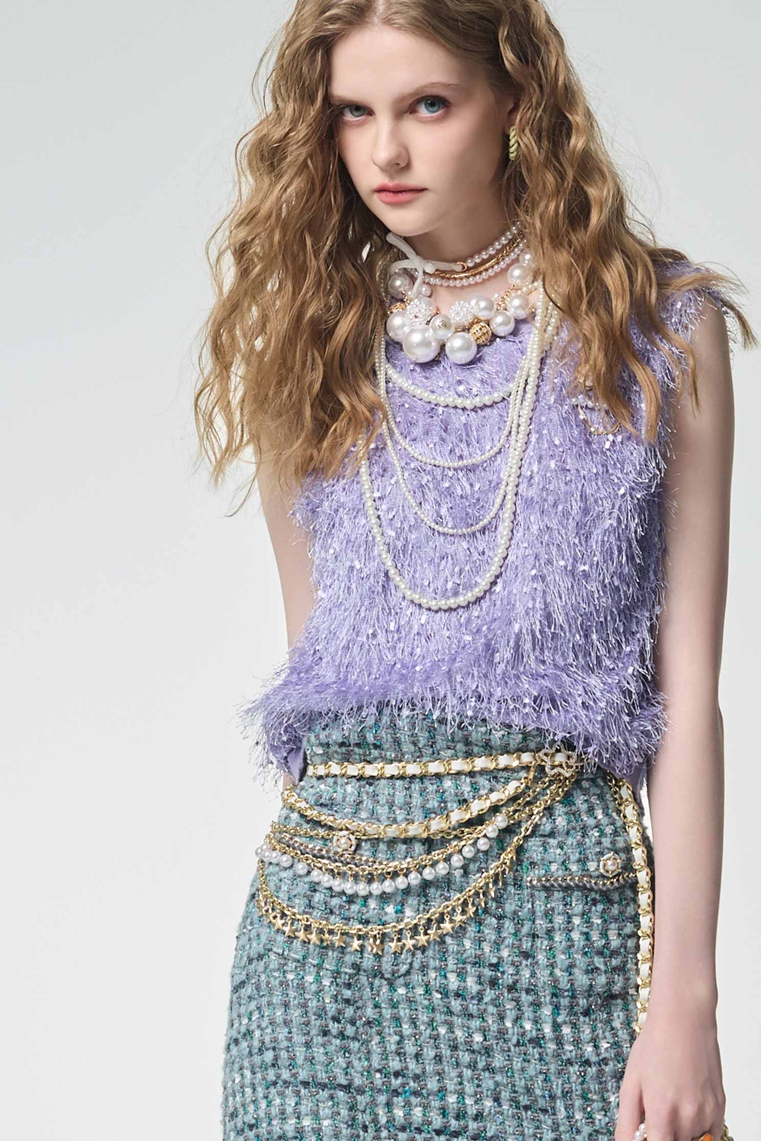 Multi Layer Pearl  Chain BeltMulti Layer Pearl  Chain Belt,pearl,Season (AW) Look