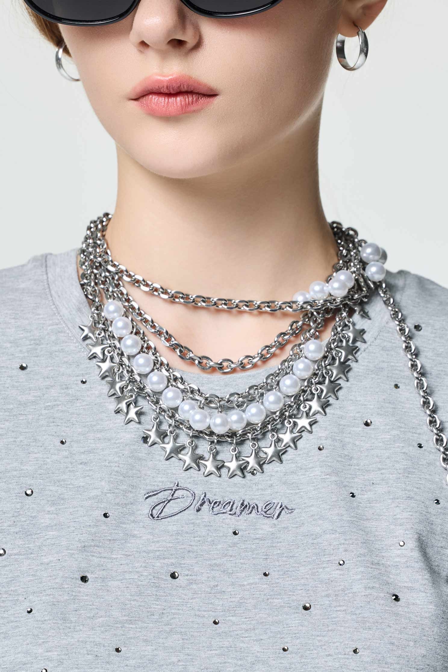 Multi Layer Pearl  Chain BeltMulti Layer Pearl  Chain Belt,pearl,Season (AW) Look