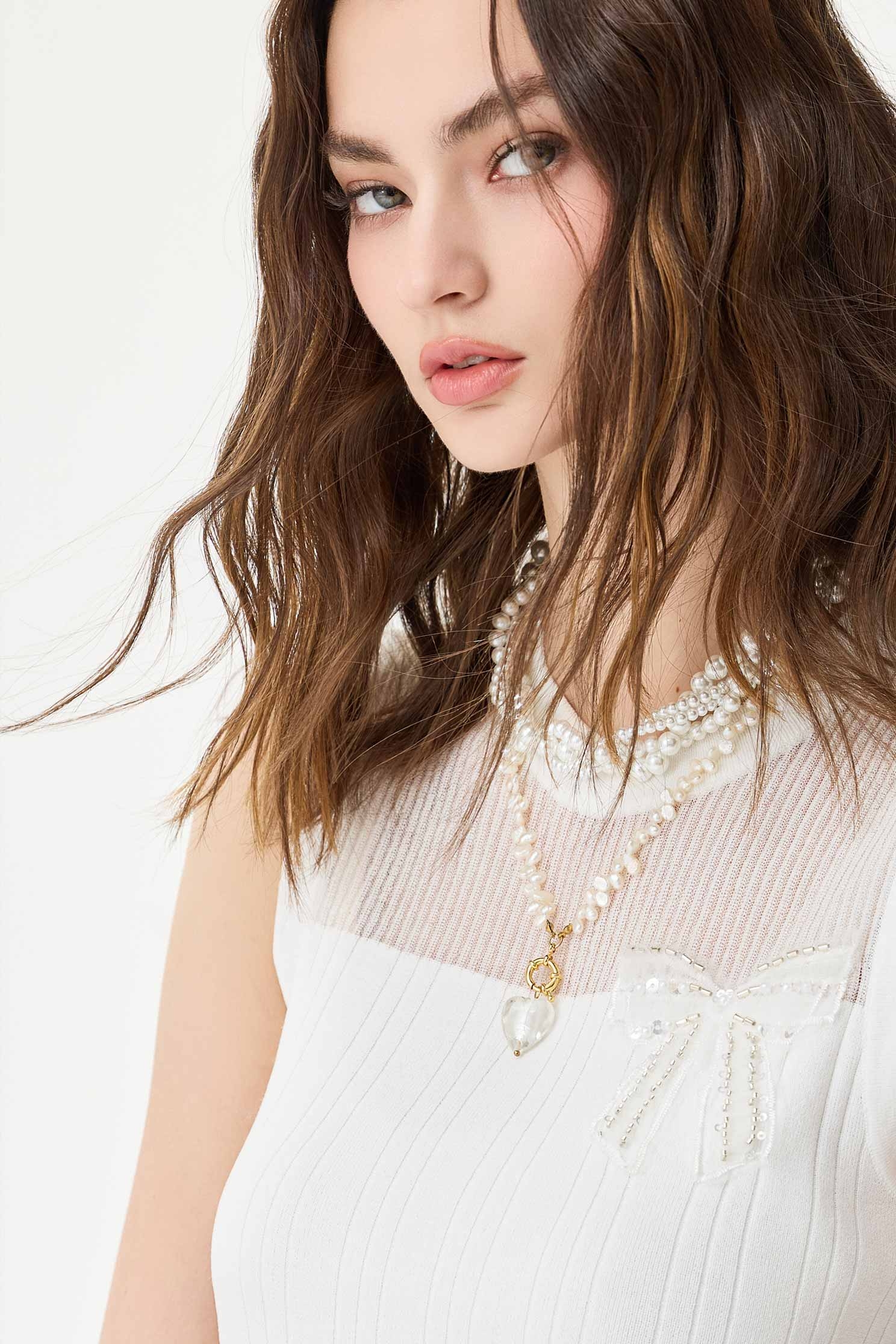 Layered Pearl NecklaceLayered Pearl Necklace,Season (SS) Look,pearl,Necklaces