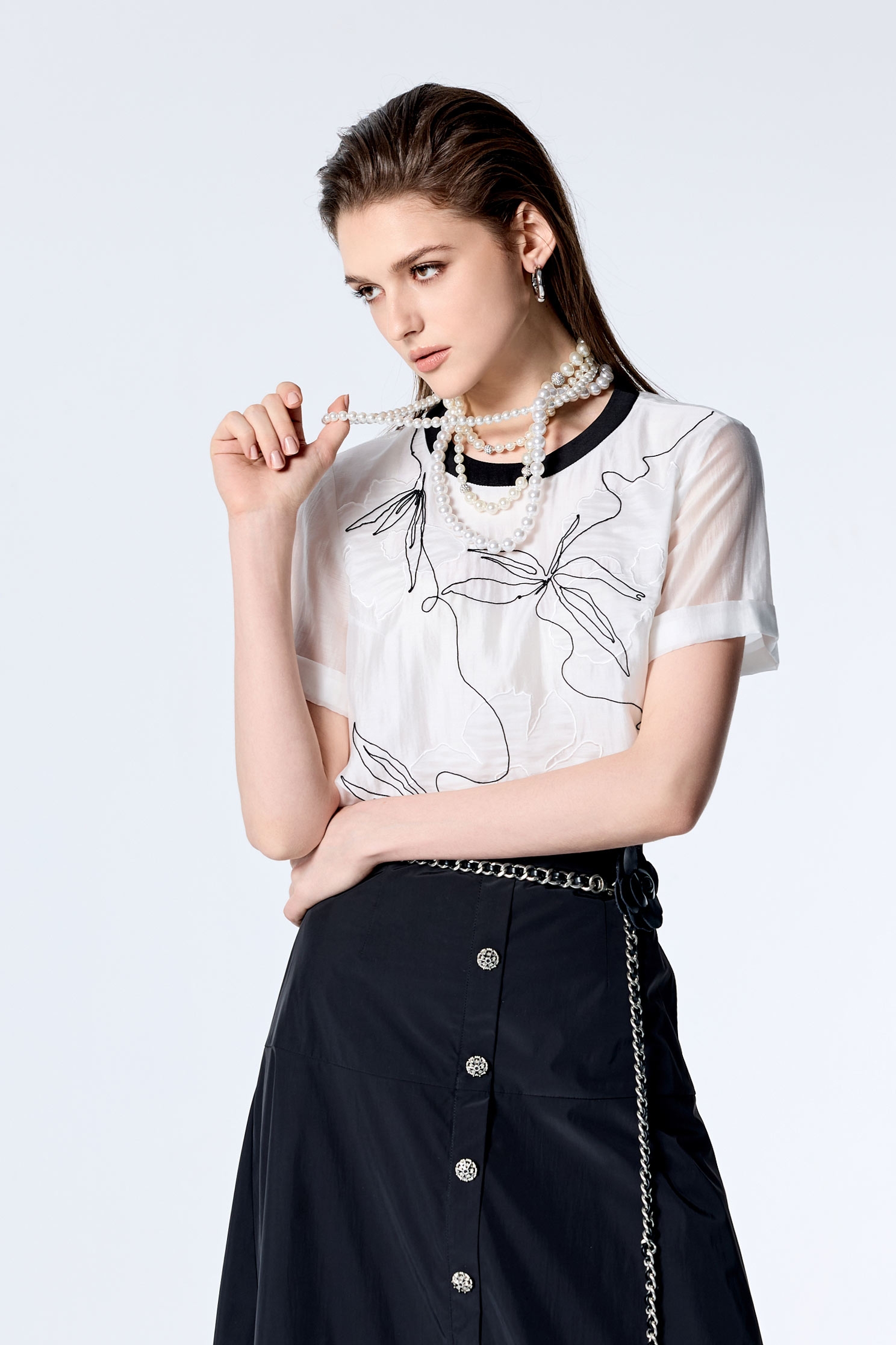 Minimalist Long Pearl NecklaceMinimalist Long Pearl Necklace,Season (SS) Look,pearl,Necklaces