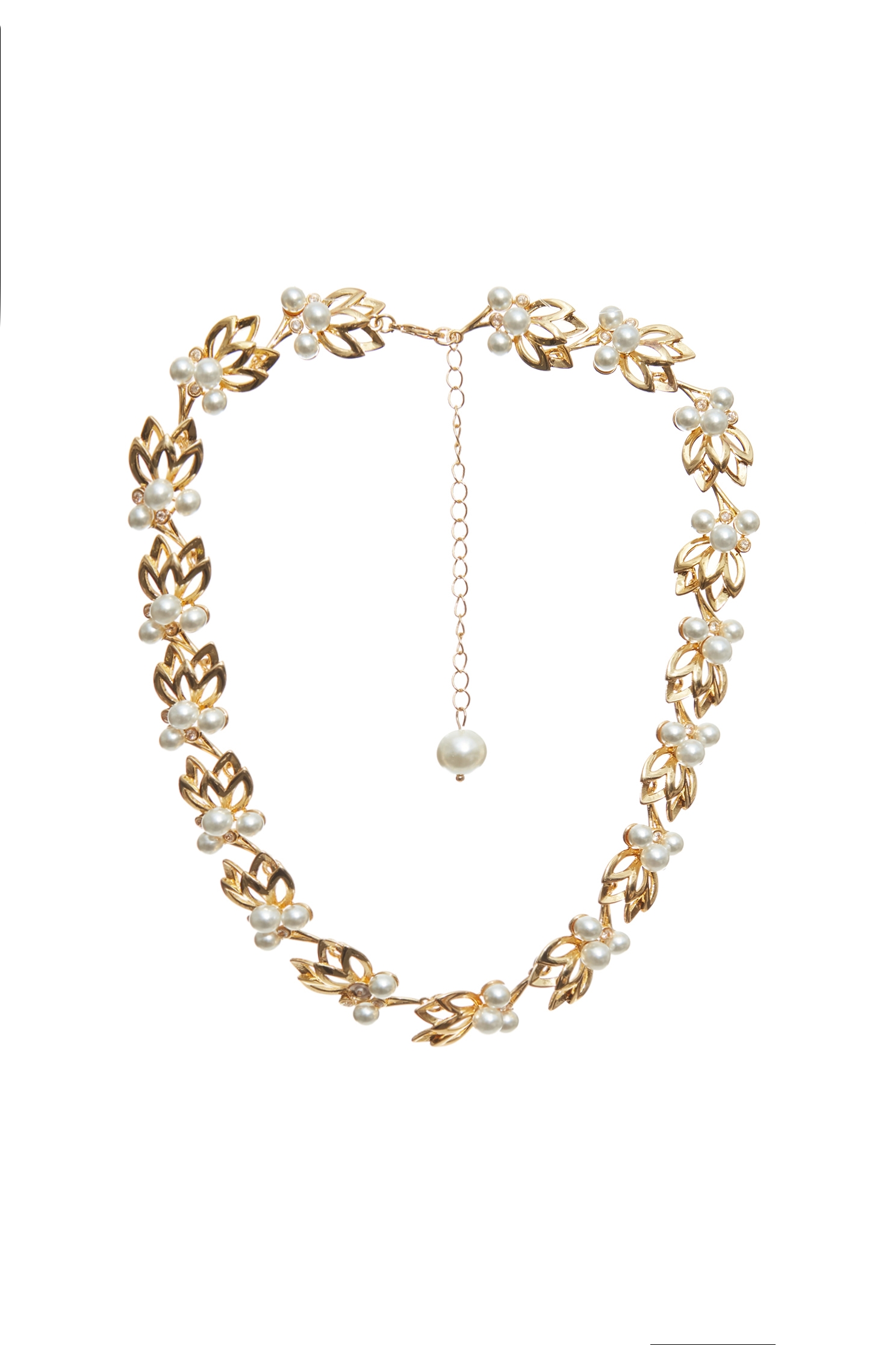 Pearl Detail Floral NecklacePearl Detail Floral Necklace,Season (SS) Look,pearl,Necklaces