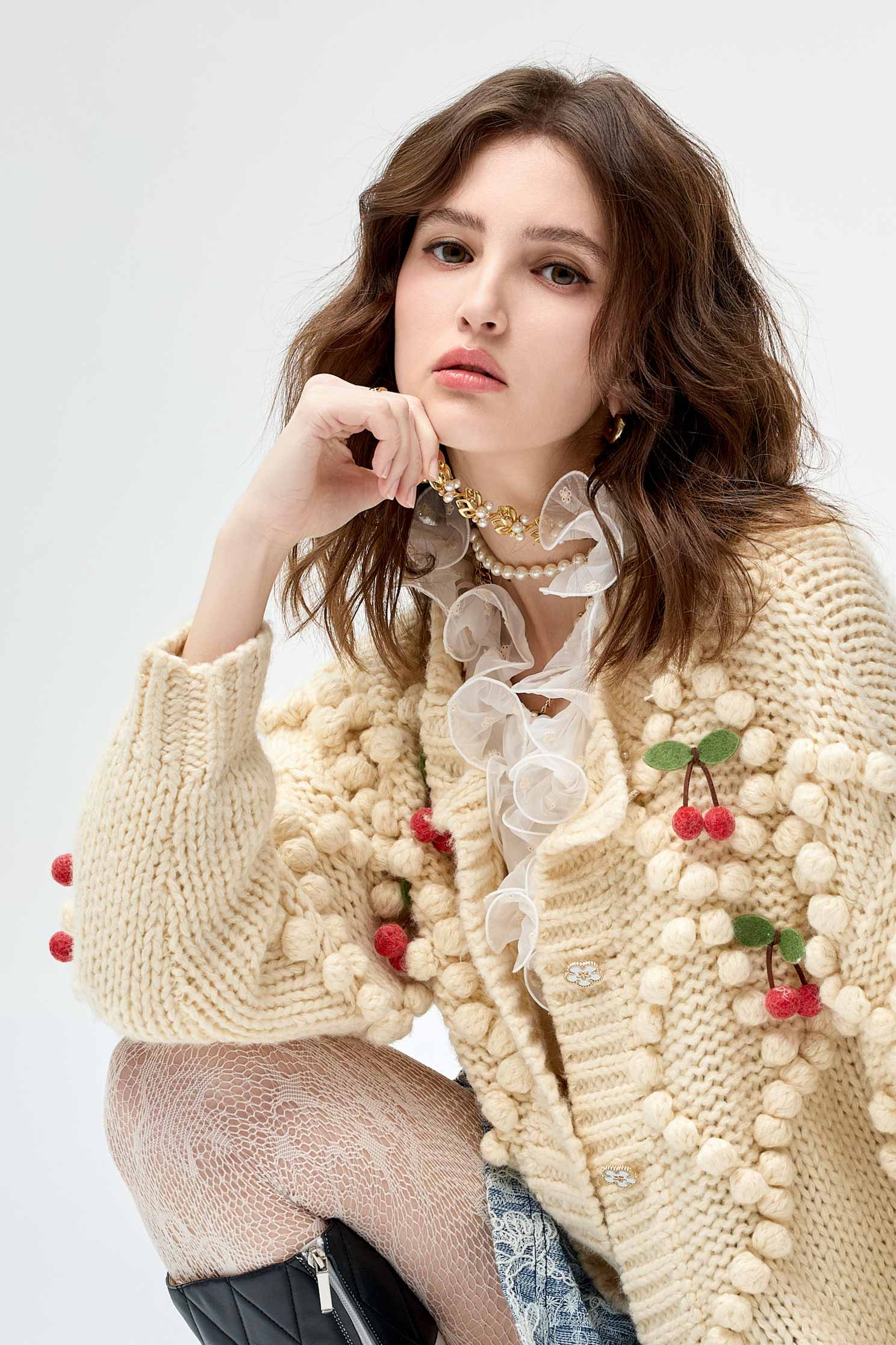 Pearl Detail Floral NecklacePearl Detail Floral Necklace,Season (SS) Look,pearl,Necklaces