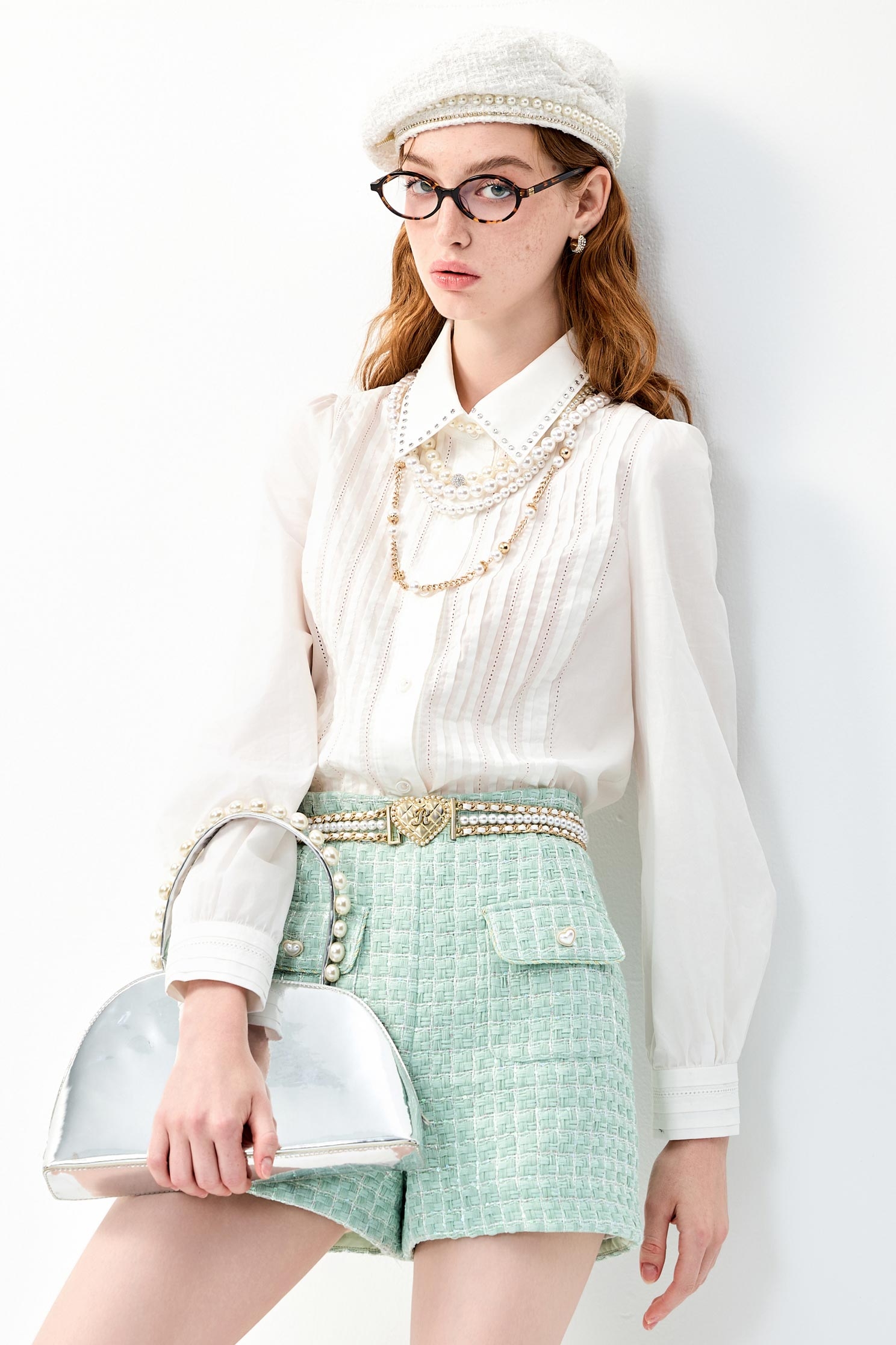 Heart Shape Hardware Half Elastic BeltHeart Shape Hardware Half Elastic Belt,Season (SS) Look,pearl,Belts