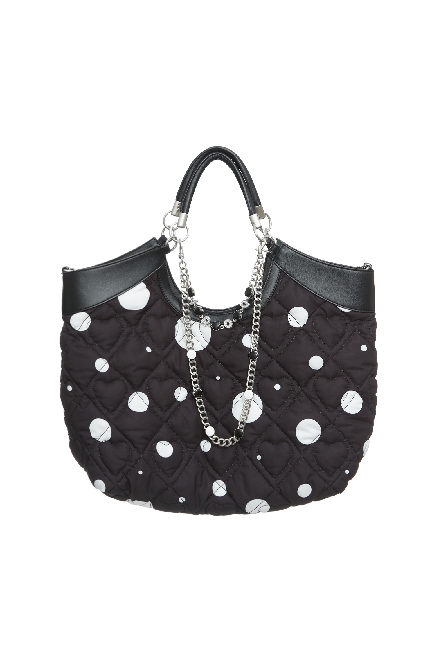White Polka Dot Quilted HandbagWhite Polka Dot Quilted Handbag,Season (SS) Look