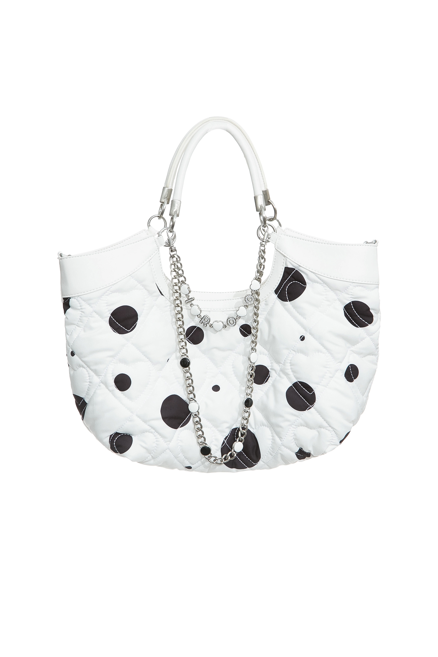 Black Polka Dot Quilted HandbagBlack Polka Dot Quilted Handbag,Season (SS) Look