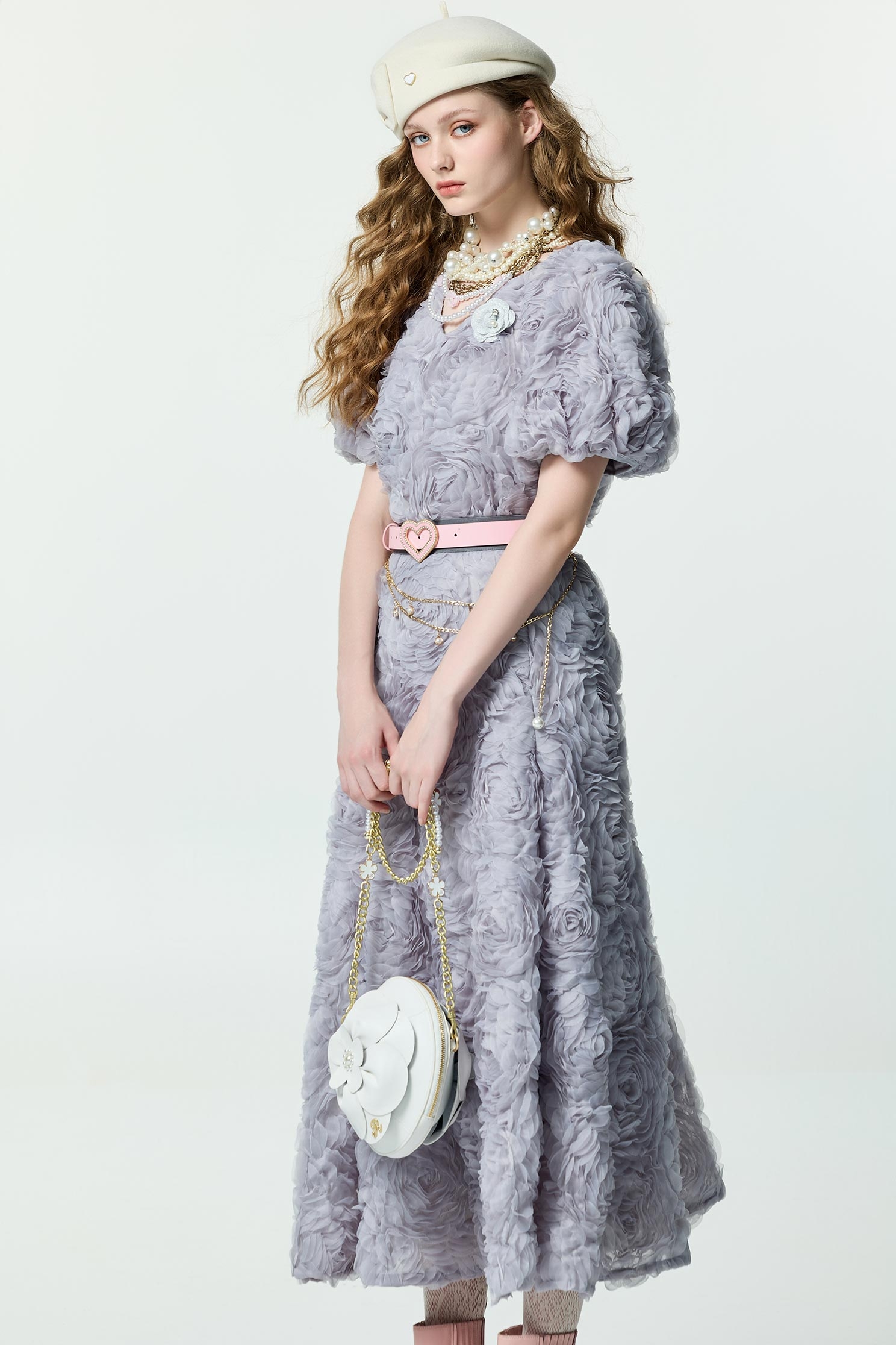 3-D Floral Shoulder Bag3-D Floral Shoulder Bag,Crossbody bags,Season (SS) Look,pearl,Leather,Shoulder bags