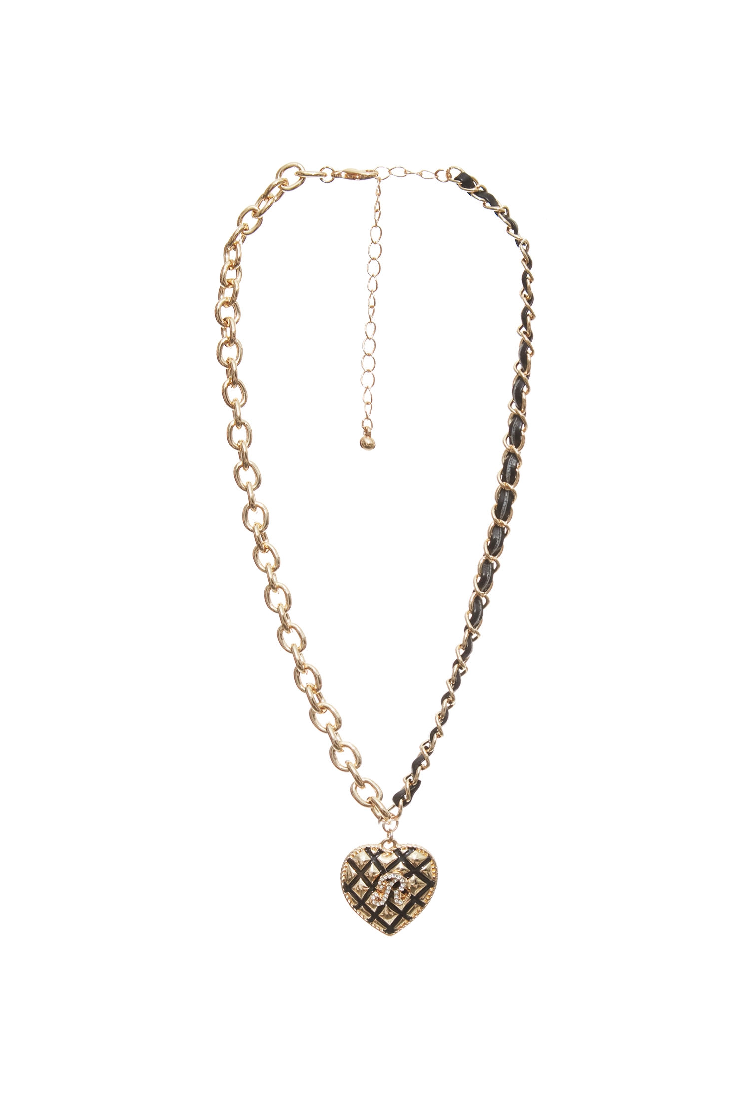 Asymmetric Heart Pendant NecklaceAsymmetric Heart Pendant Necklace,Season (SS) Look,Plaid,Necklaces