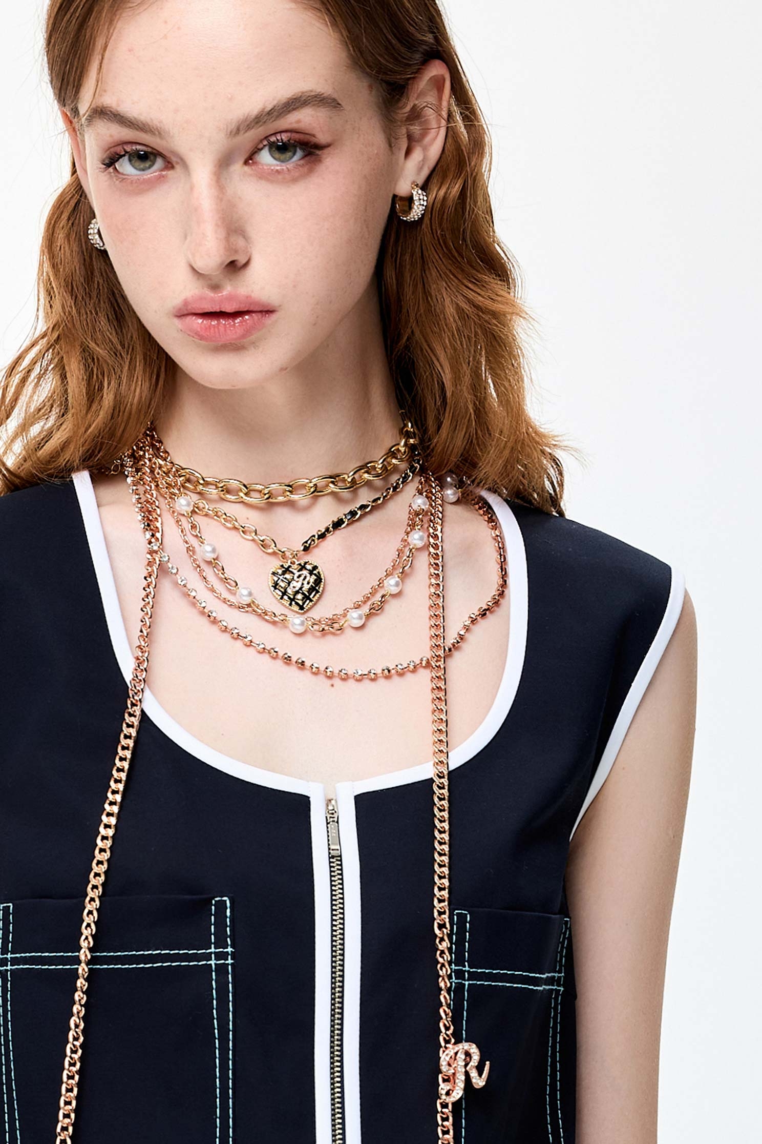 Asymmetric Heart Pendant NecklaceAsymmetric Heart Pendant Necklace,Season (SS) Look,Plaid,Necklaces