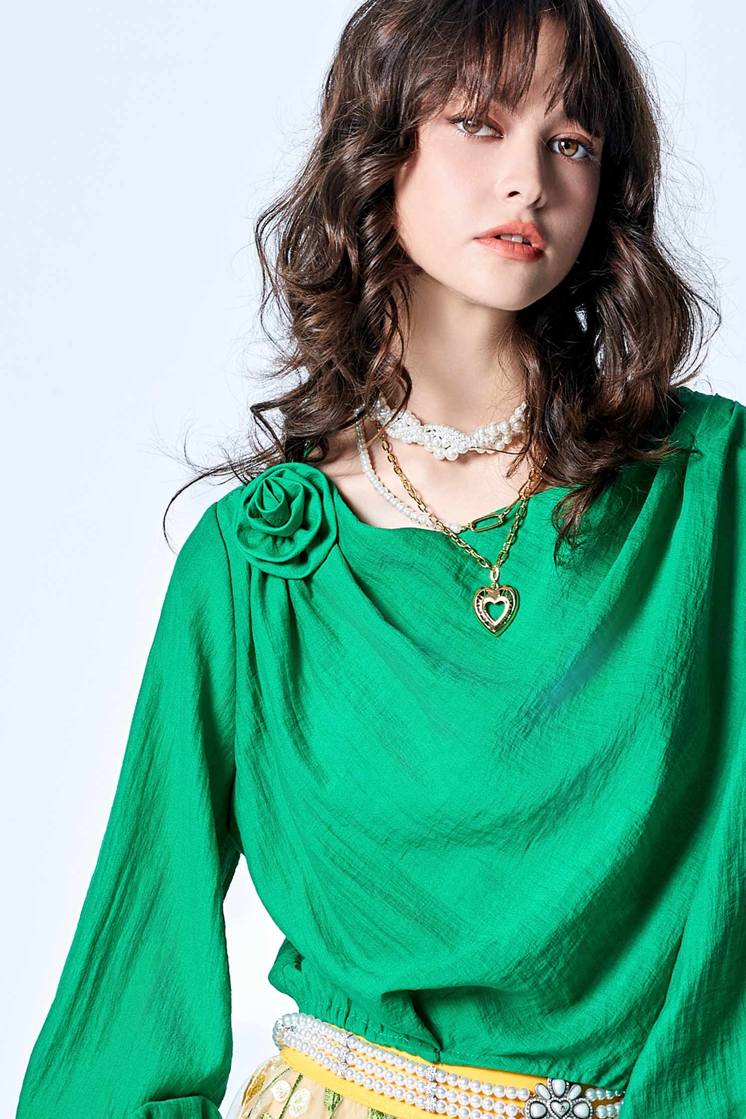 Pearl With Chain Heart Pendant NecklacePearl With Chain Heart Pendant Necklace,Season (SS) Look,pearl,Necklaces