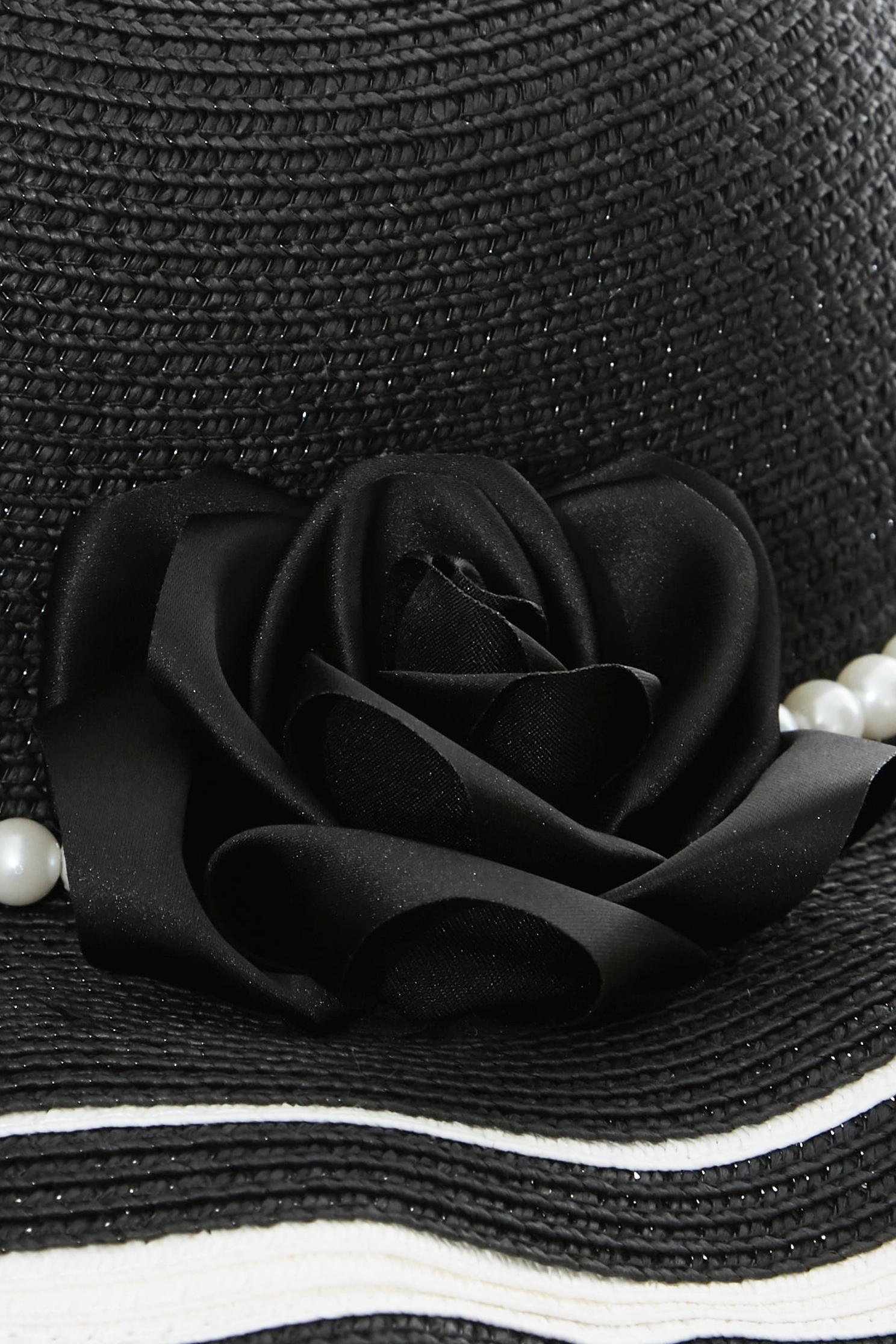 Wide Brim Rose With Pearl Detail Straw HatWide Brim Rose With Pearl Detail Straw Hat,Season (SS) Look,pearl