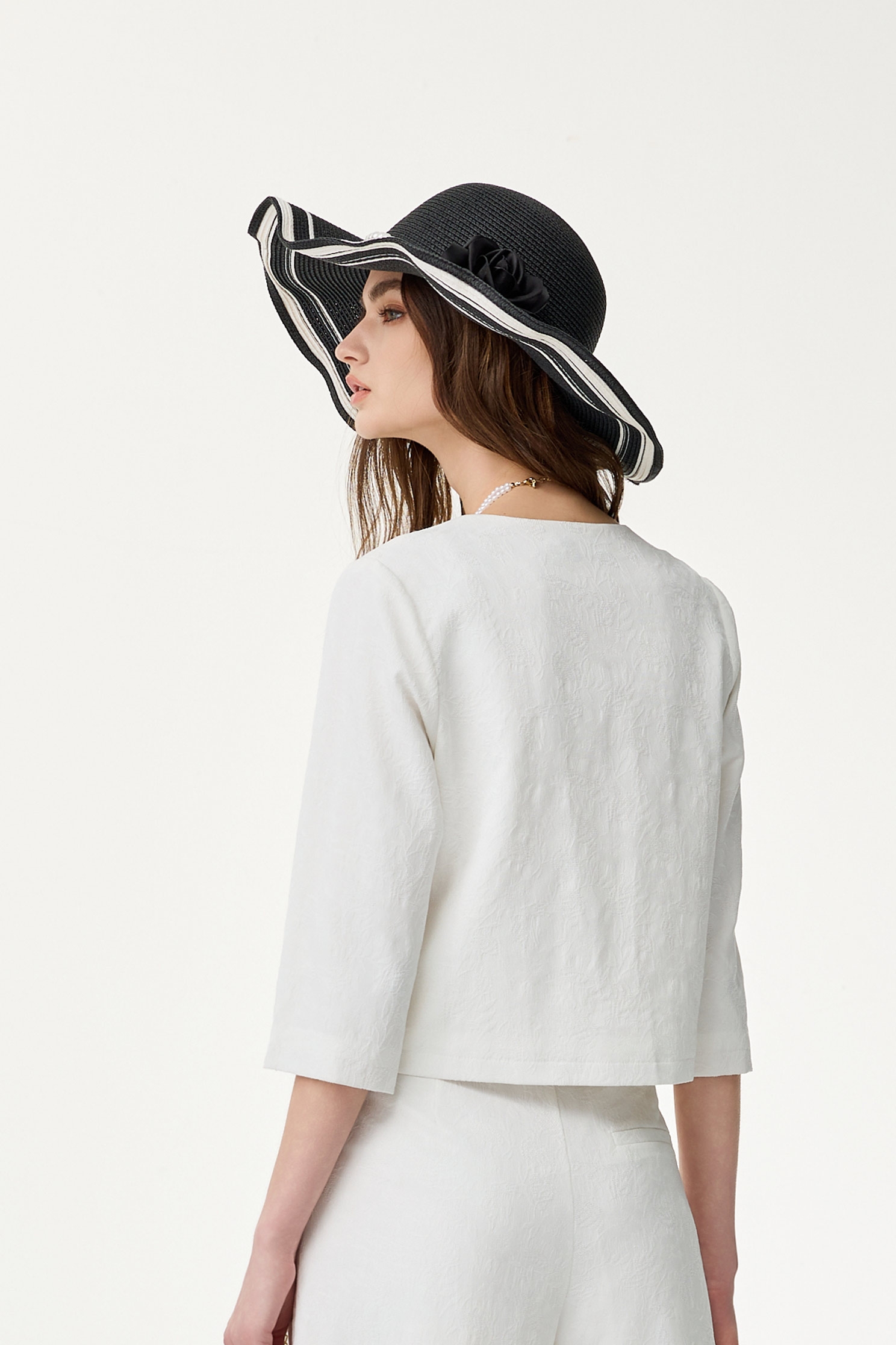 Wide Brim Rose With Pearl Detail Straw HatWide Brim Rose With Pearl Detail Straw Hat,Season (SS) Look,pearl
