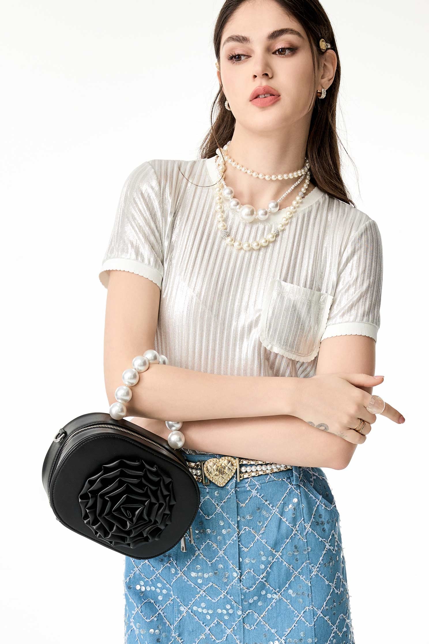 Floral Detail Classy HandbangFloral Detail Classy Handbang,Crossbody bags,Season (SS) Look,pearl