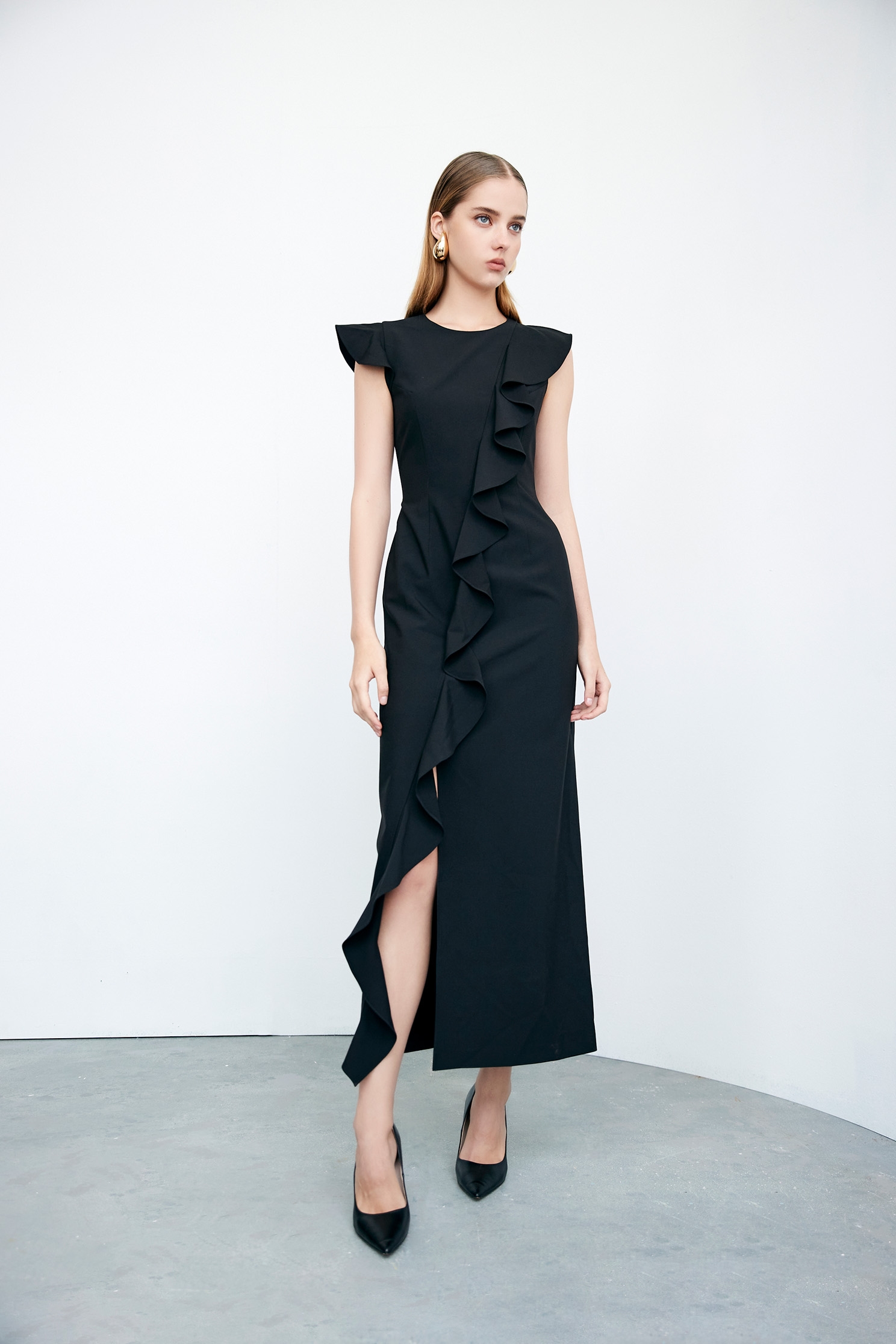 Ruffle Detail Side Slit DressRuffle Detail Side Slit Dress,cocktaildresses,Evening dresses,Season (AW) Look