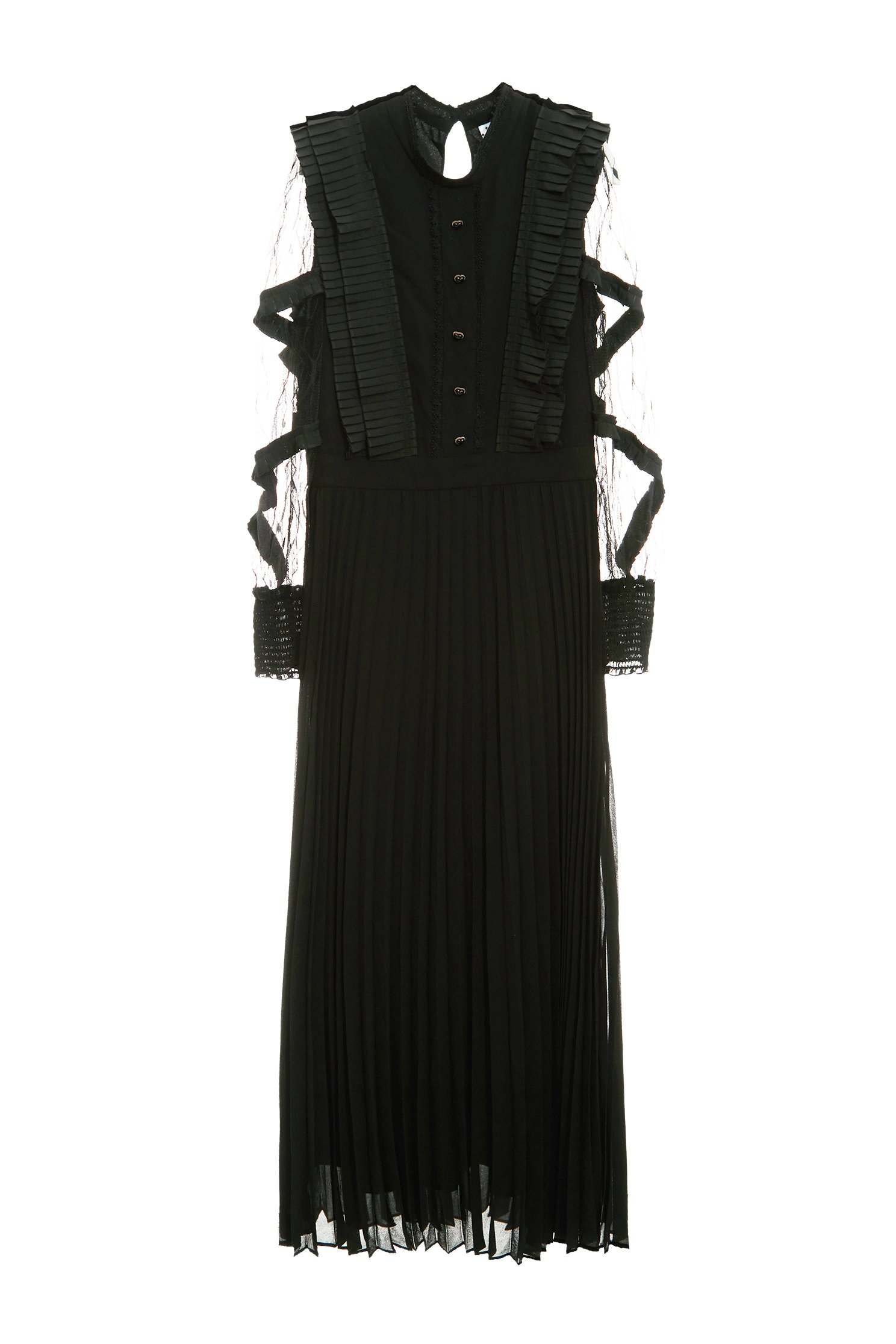 Mesh Sleeve Pleated Detail Maxi DressMesh Sleeve Pleated Detail Maxi Dress,Dresses,Season (AW) Look,Maxi dresses