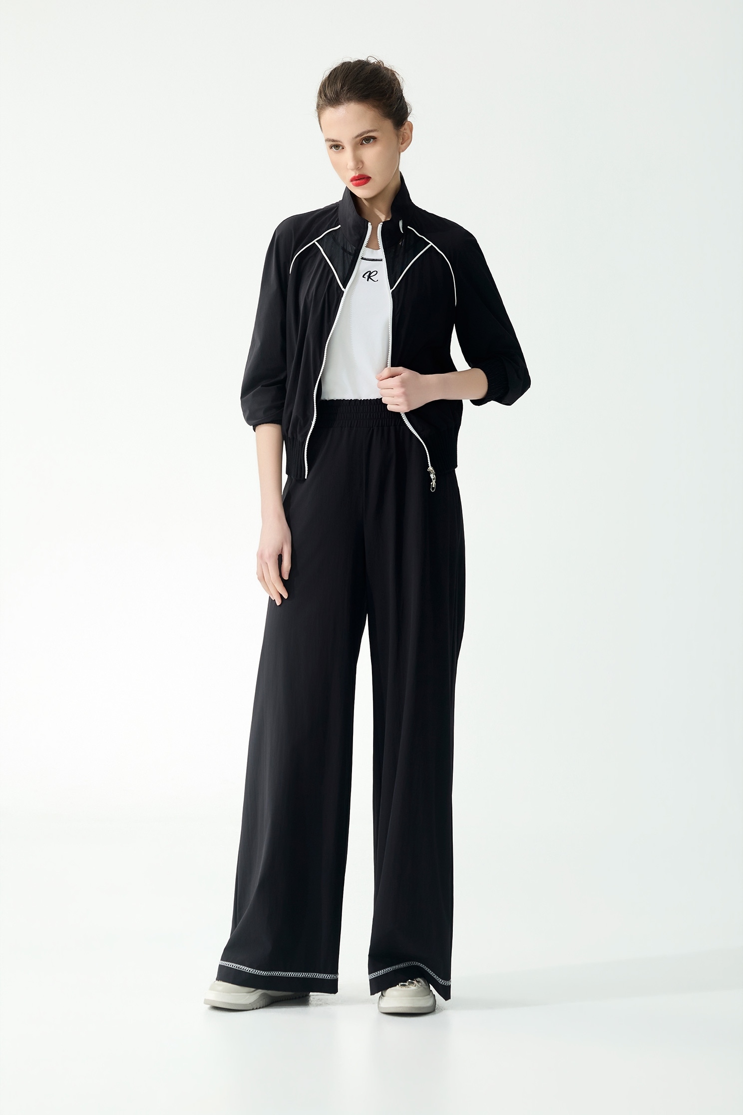 Contrast Trim Detail Collagen JacketContrast Trim Detail Collagen Jacket,Jackets,Outerwear,Season (SS) Look,Mesh fabric,Black outerwear