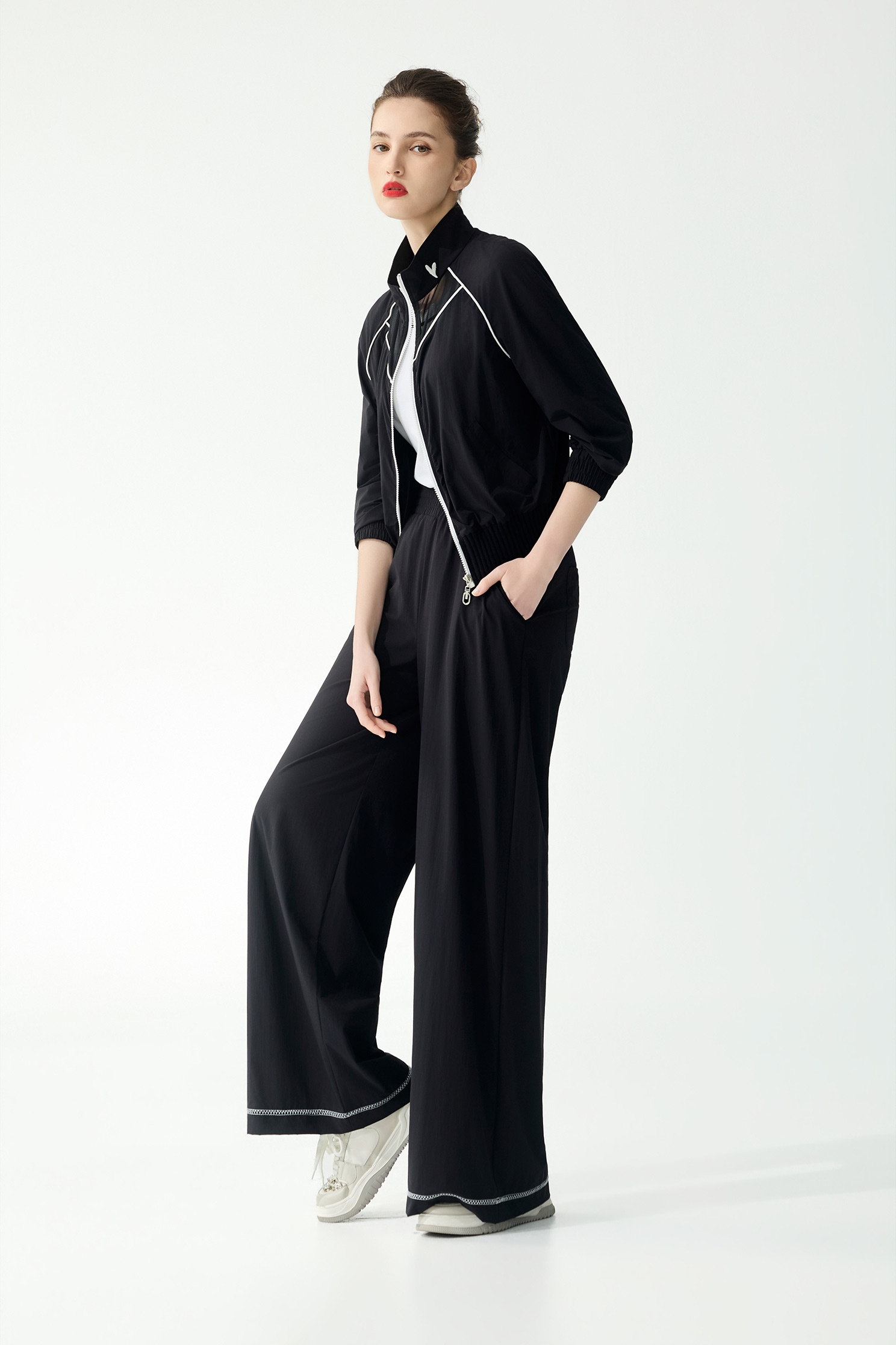 Contrast Trim Detail Collagen JacketContrast Trim Detail Collagen Jacket,Jackets,Outerwear,Season (SS) Look,Mesh fabric,Black outerwear