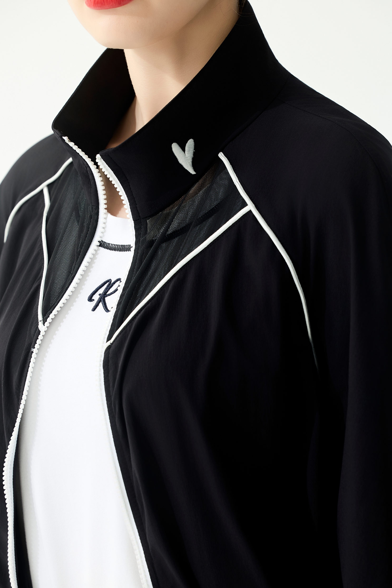 Contrast Trim Detail Collagen JacketContrast Trim Detail Collagen Jacket,Jackets,Outerwear,Season (SS) Look,Mesh fabric,Black outerwear