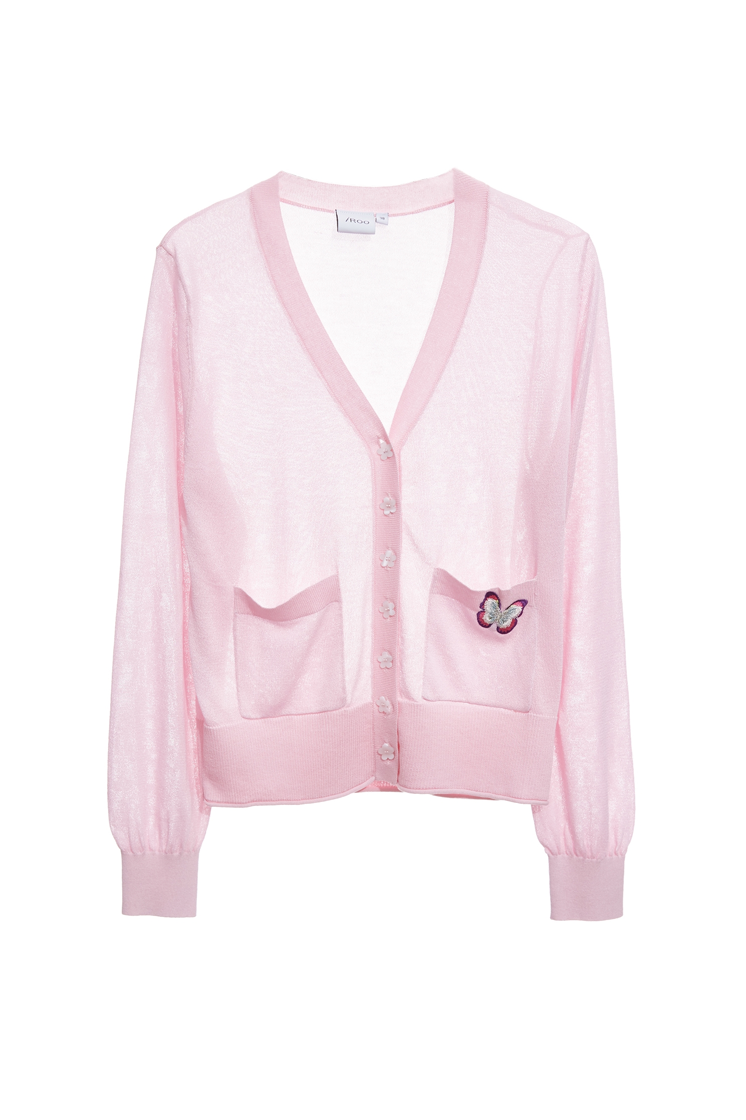 V-neck Butterfly Detail Anti Wrinkle Knit CardiganV-neck Butterfly Detail Anti Wrinkle Knit Cardigan,Jackets,Embroidered,Outerwear,Season (SS) Look,Knitted,Knitted coats