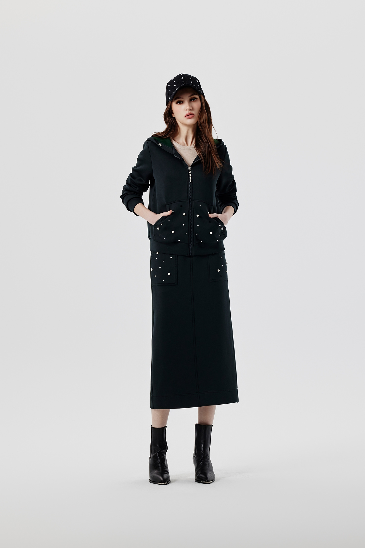 Pearl Detail Hoodie JacketPearl Detail Hoodie Jacket,Jackets,Embroidered,Outerwear,Season (SS) Look,pearl,Hoodie jackets