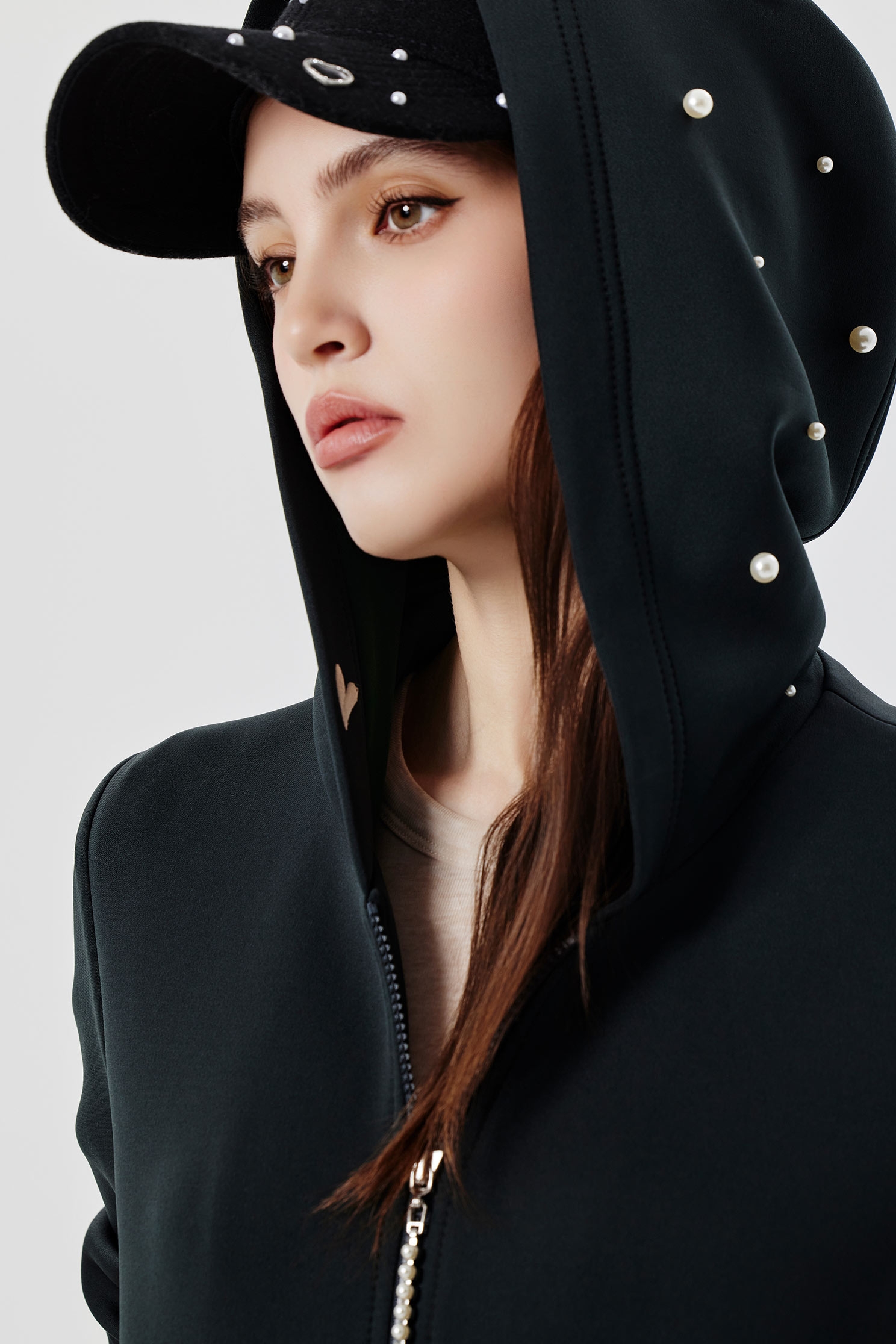 Pearl Detail Hoodie JacketPearl Detail Hoodie Jacket,Jackets,Embroidered,Outerwear,Season (SS) Look,pearl,Hoodie jackets