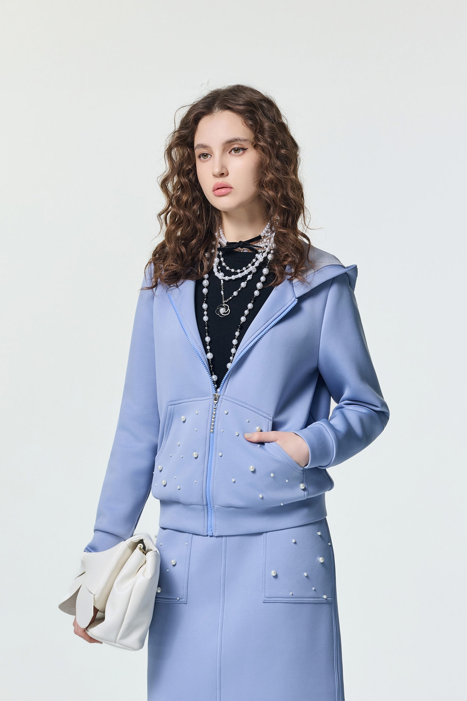 Pearl Detail Hoodie JacketPearl Detail Hoodie Jacket,Jackets,Embroidered,Outerwear,Season (SS) Look,pearl,Hoodie jackets