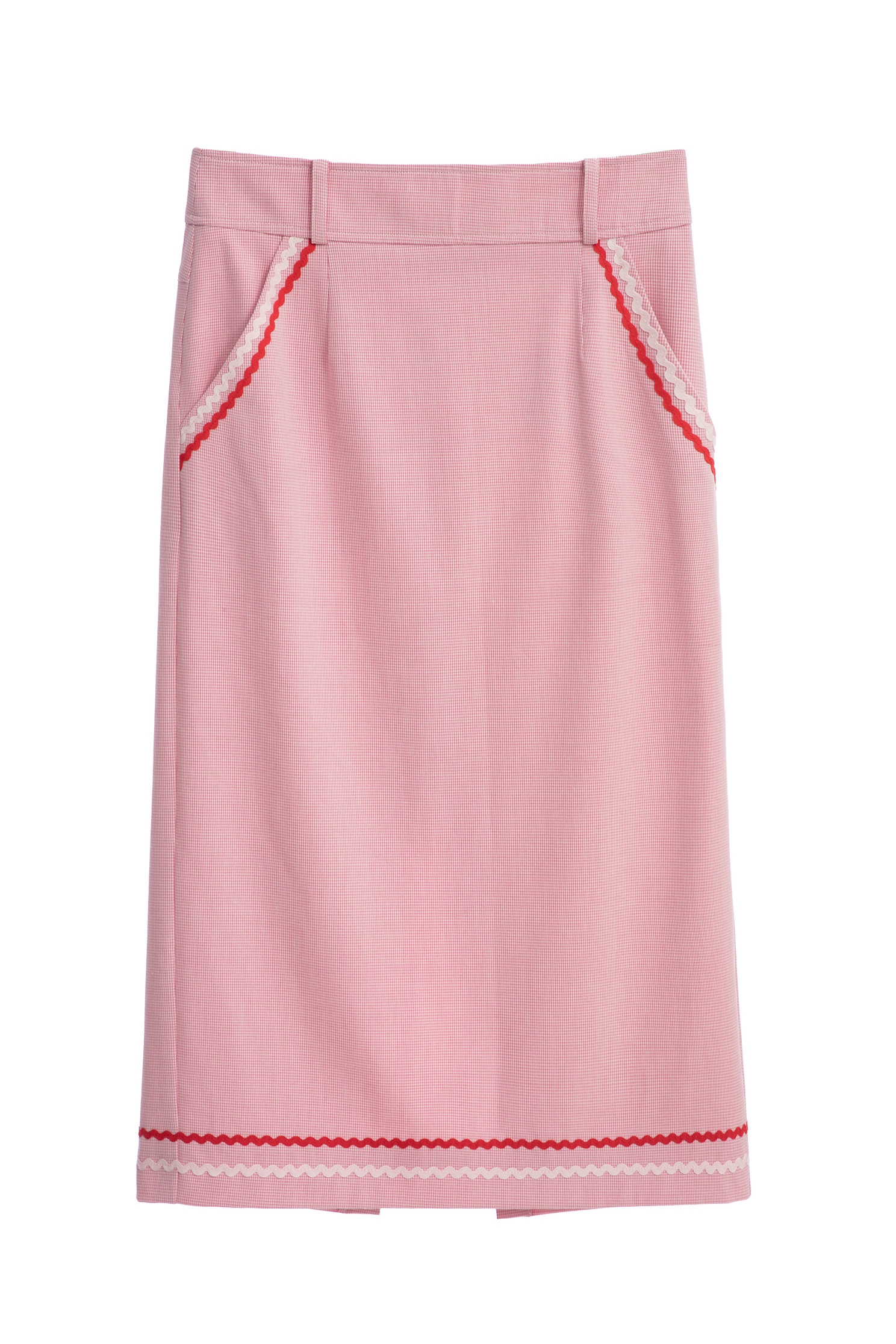 Pink Pencil Skirt With Contrast Trim DetailPink Pencil Skirt With Contrast Trim Detail,Season (AW) Look,Pencil skirts,Midi skirts