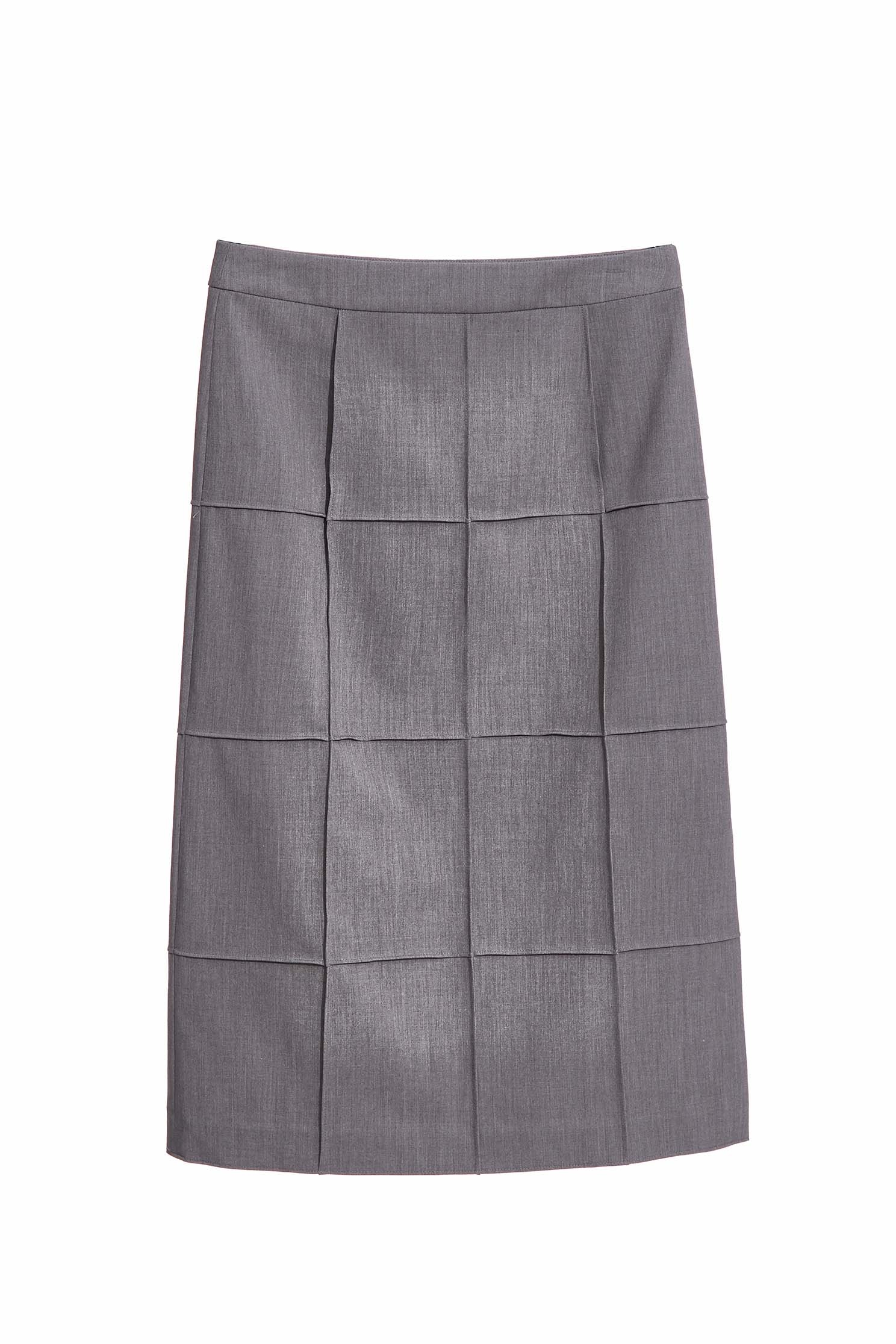 Basic Grey Skirt With Side SlitNarrow skirt with checked design,Season (AW) Look,Pencil skirts,Midi skirts