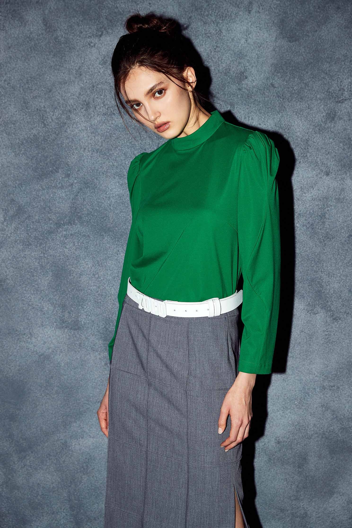 Basic Grey Skirt With Side SlitNarrow skirt with checked design,Season (AW) Look,Pencil skirts,Midi skirts