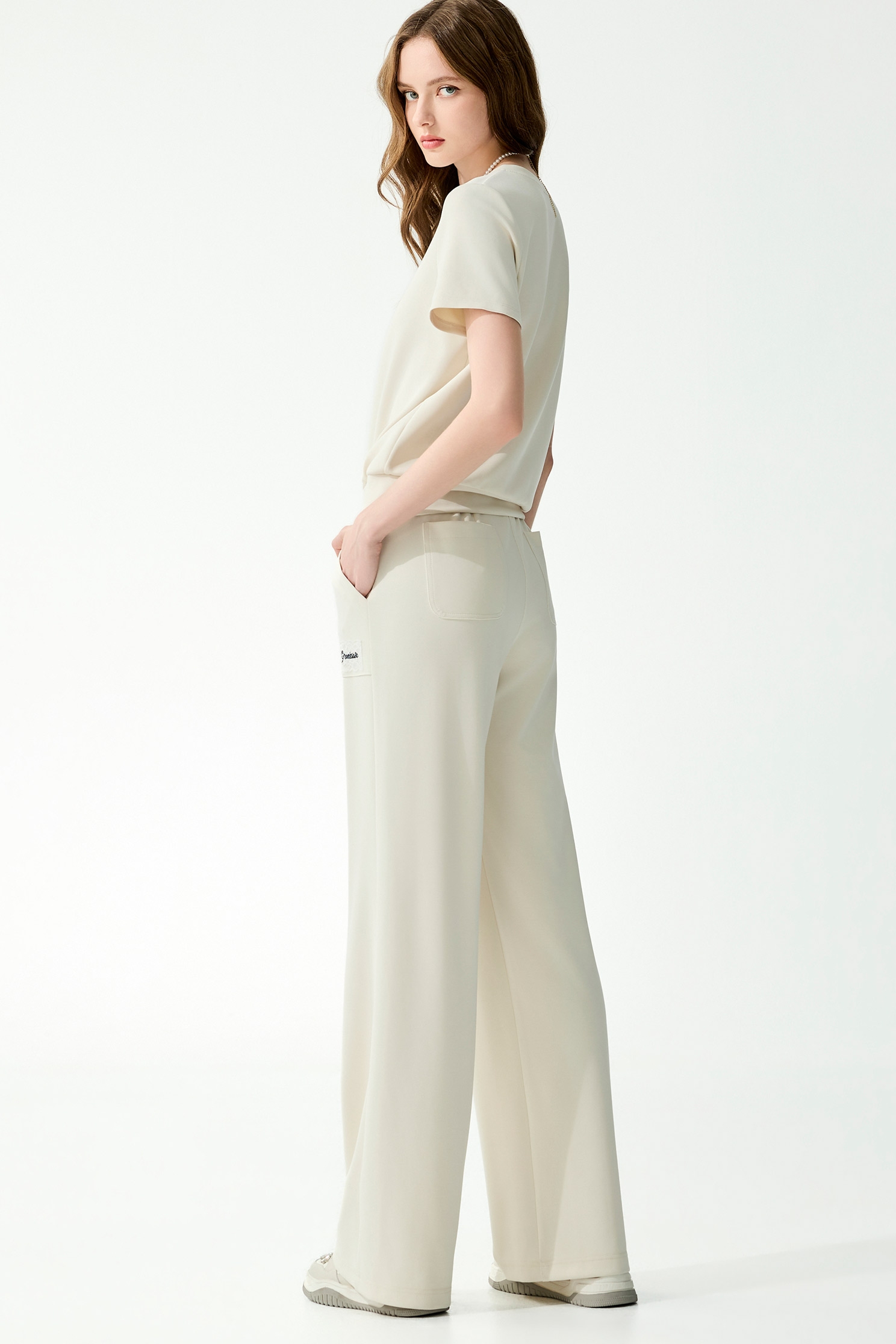 Embroidery Slogan Lace Patch Drawstring PantsEmbroidery Slogan Lace Patch Drawstring Pants,Tops,Embroidered,Culottes,Season (SS) Look,Lace,pants