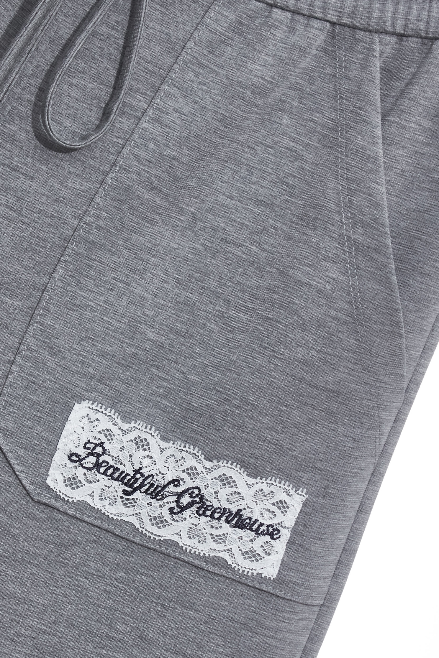 Embroidery Slogan Lace Patch Drawstring PantsEmbroidery Slogan Lace Patch Drawstring Pants,Tops,Embroidered,Culottes,Season (SS) Look,Lace,pants