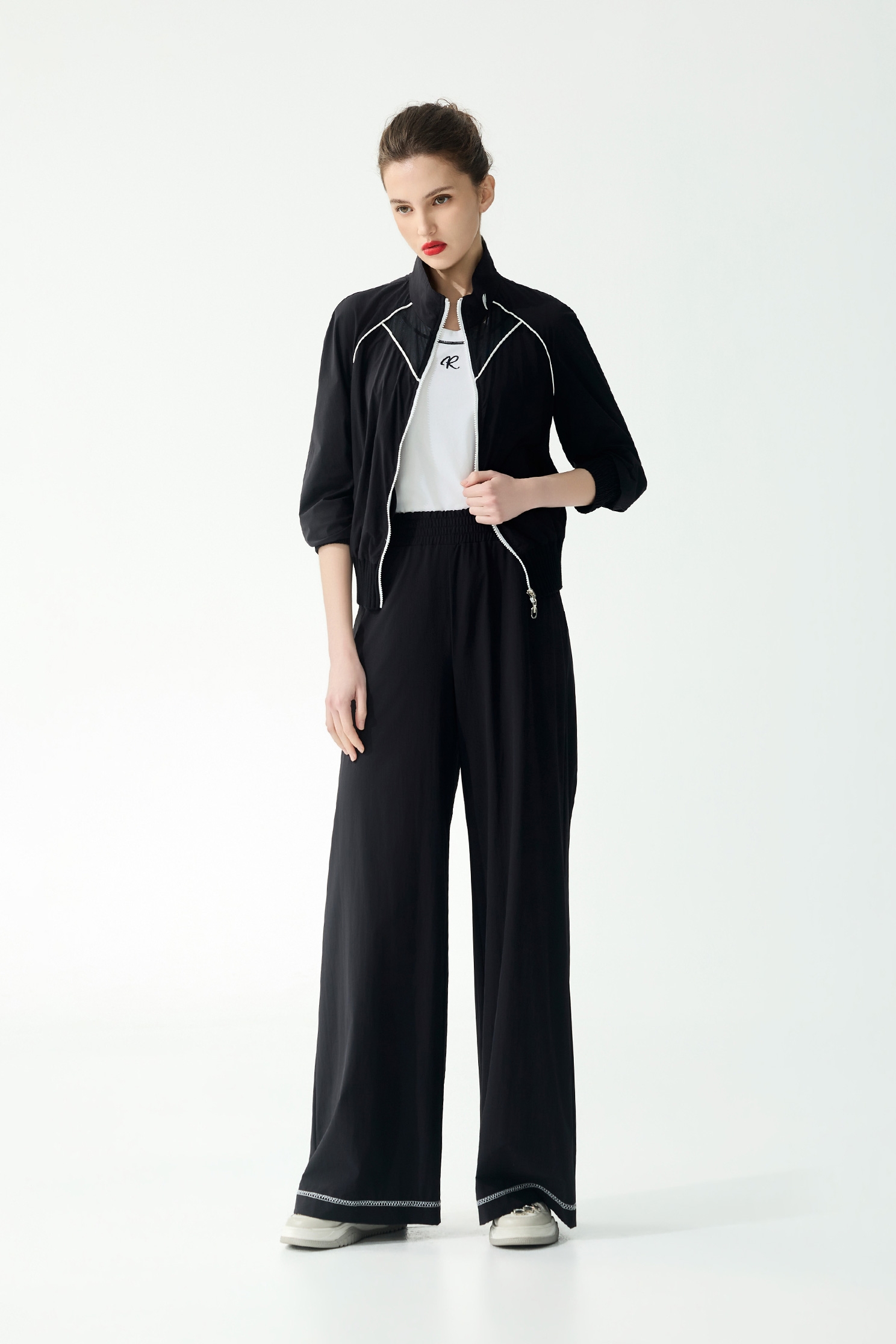 Contrast Stitch Detail Collagen PantsContrast Stitch Detail Collagen Pants,Embroidered,Culottes,Season (SS) Look,pants,Black pants