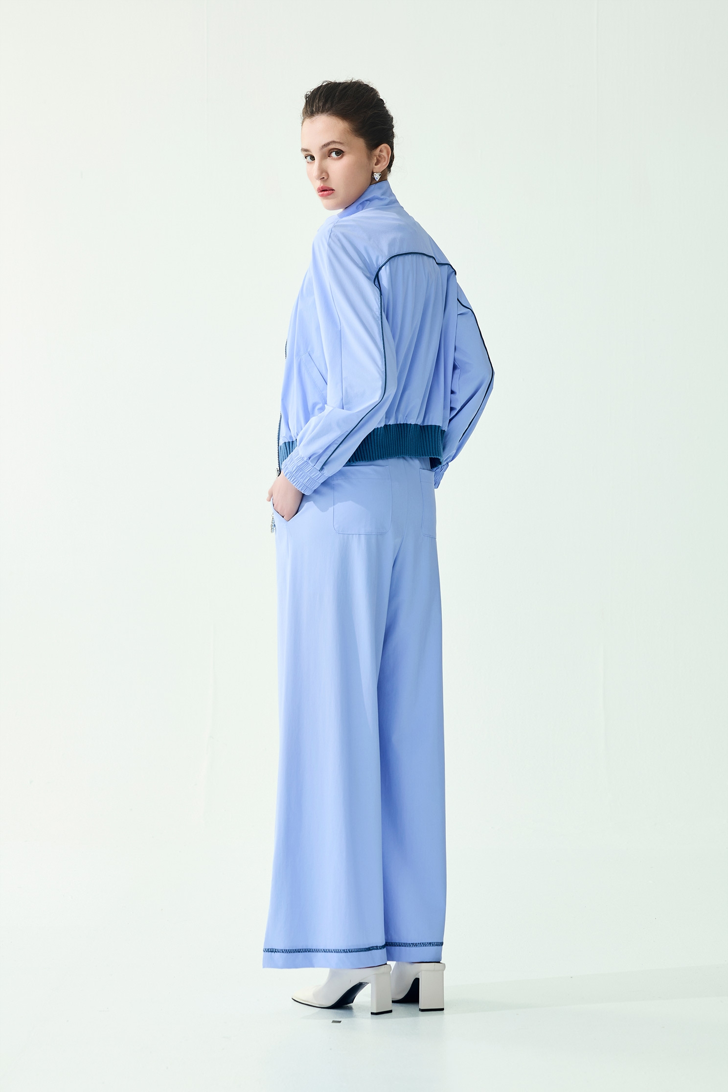 Contrast Stitch Detail Collagen PantsContrast Stitch Detail Collagen Pants,Embroidered,Culottes,Season (SS) Look,pants