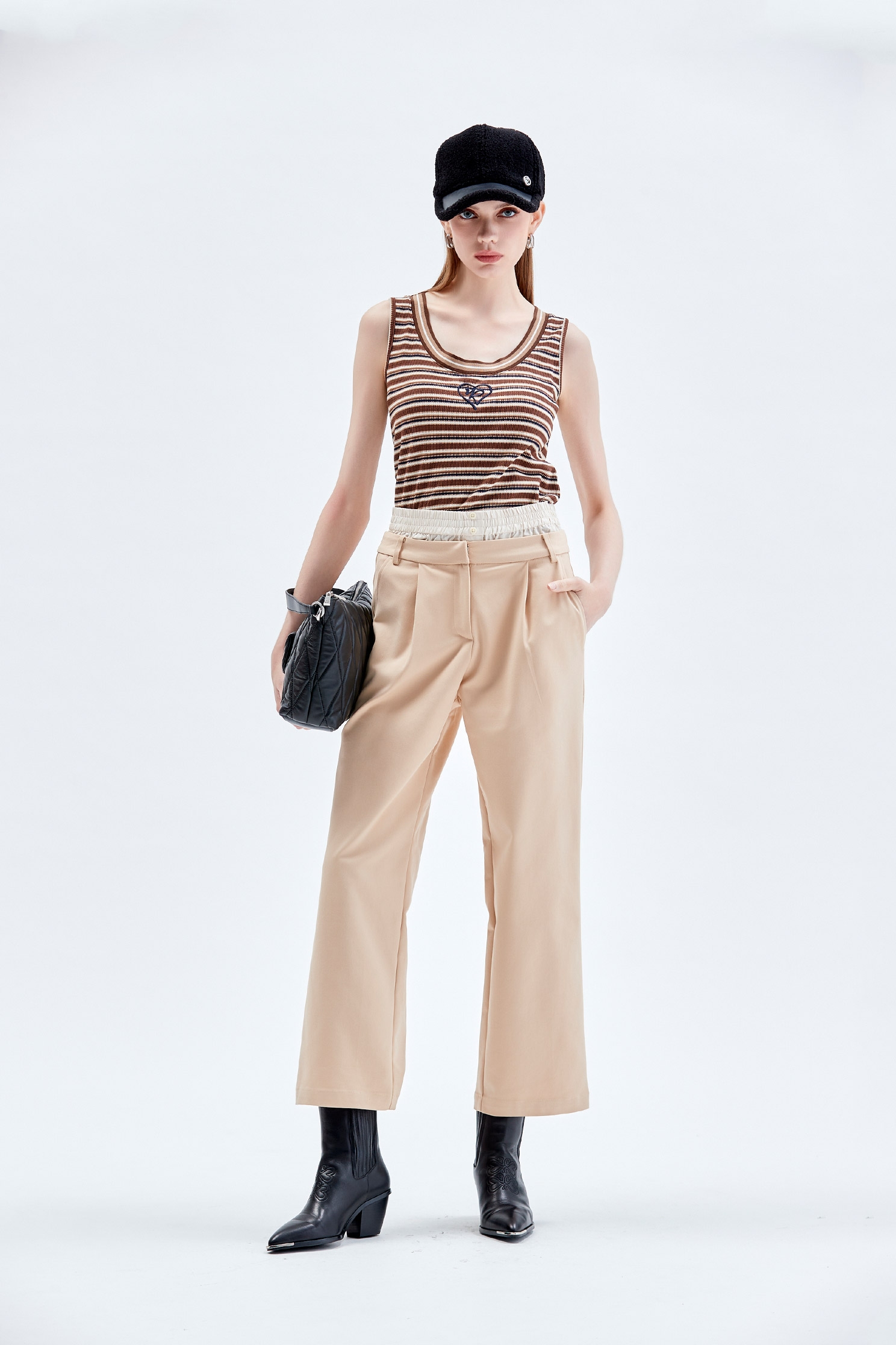 Double Layer Waistband Straight Cut PantsDouble Layer Waistband Straight Cut Pants,Season (AW) Look,Skinny pants,Skinny pants