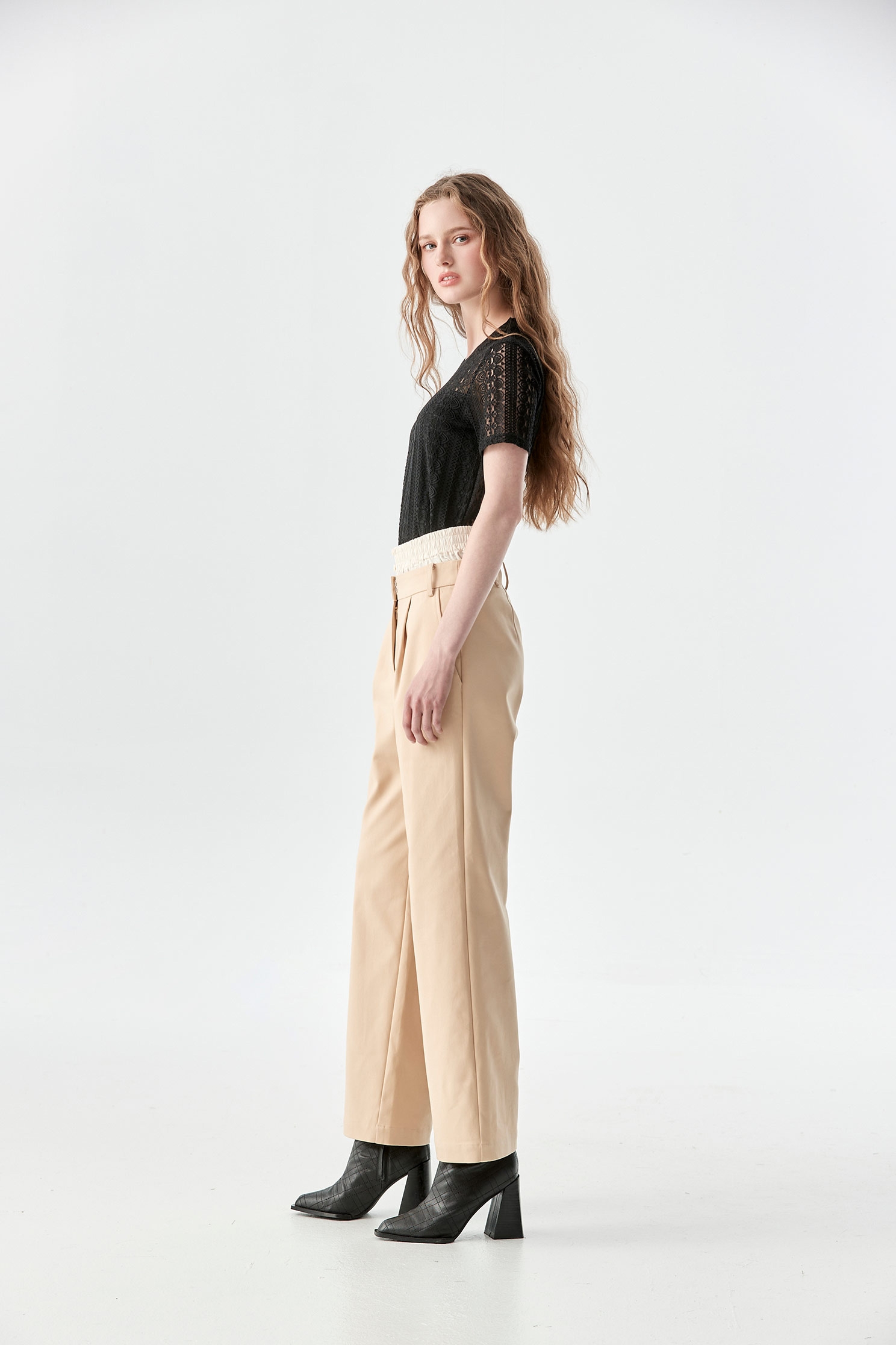 Double Layer Waistband Straight Cut PantsDouble Layer Waistband Straight Cut Pants,Season (AW) Look,Skinny pants,Skinny pants