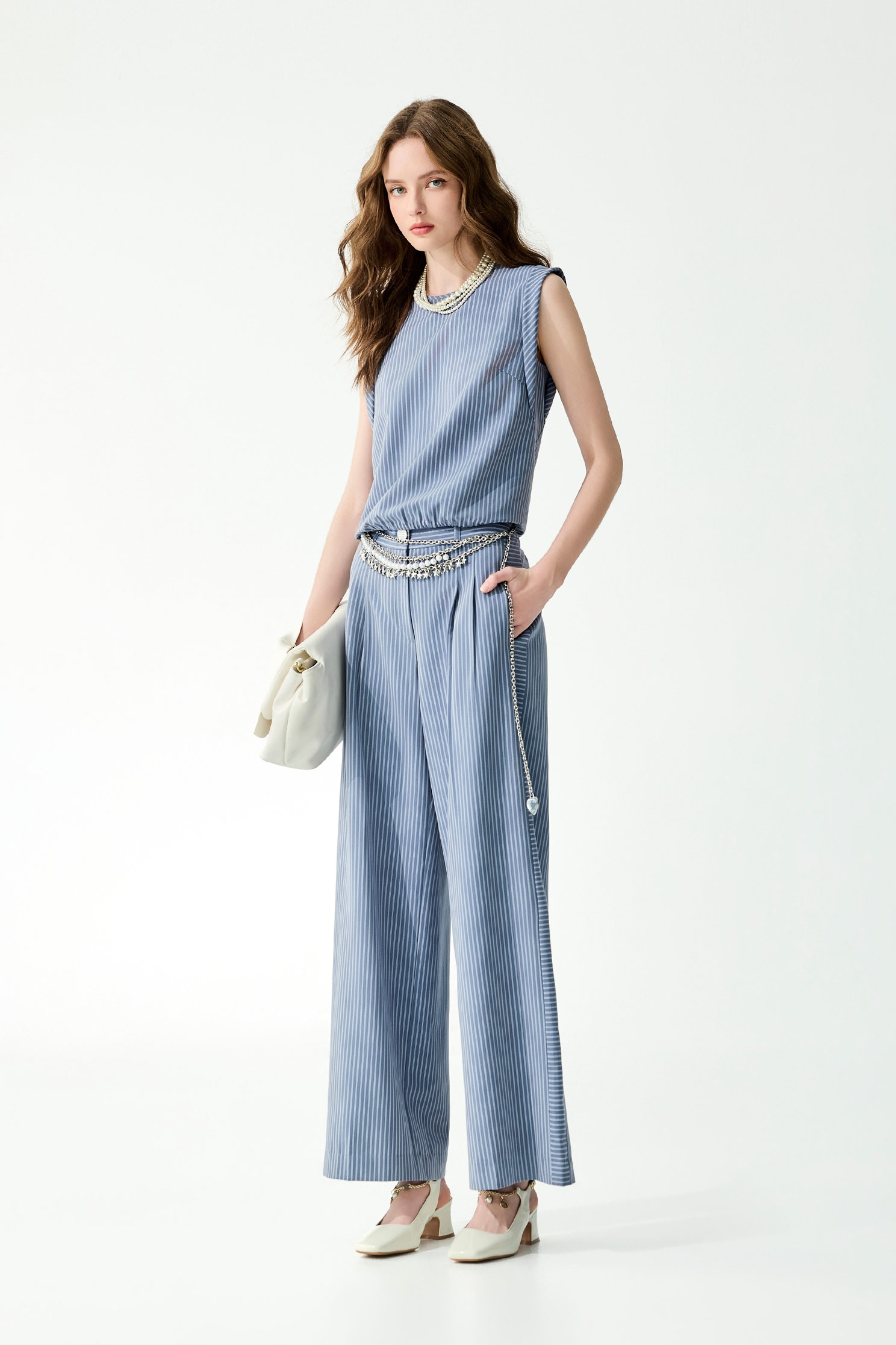 Pinstripe Wide Leg PantsPinstripe Wide Leg Pants,Tops,Culottes,Season (SS) Look,pants