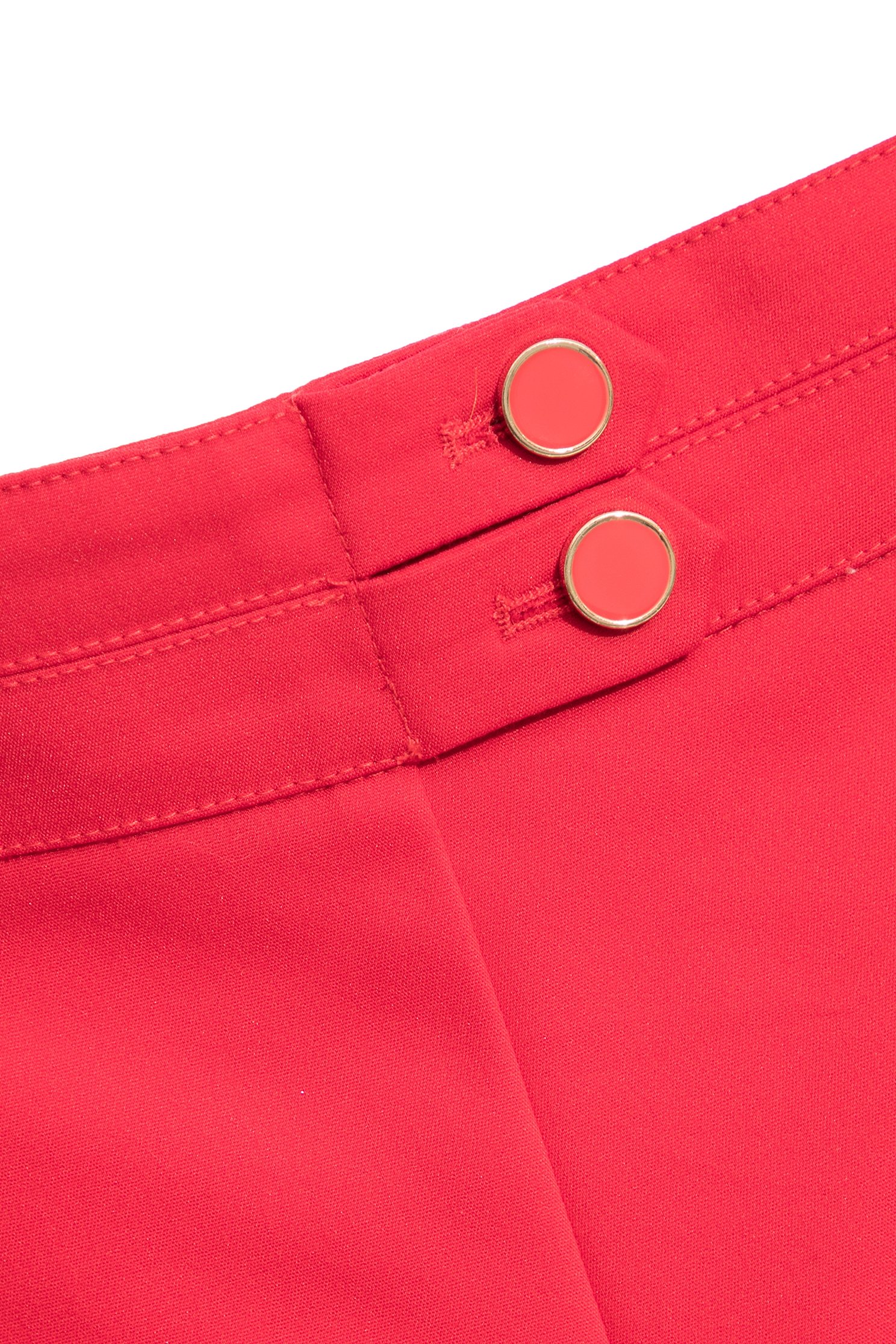 Red Shorts With Braided Ribbon Trim DetailRed Shorts With Braided Ribbon Trim Detail,Shorts