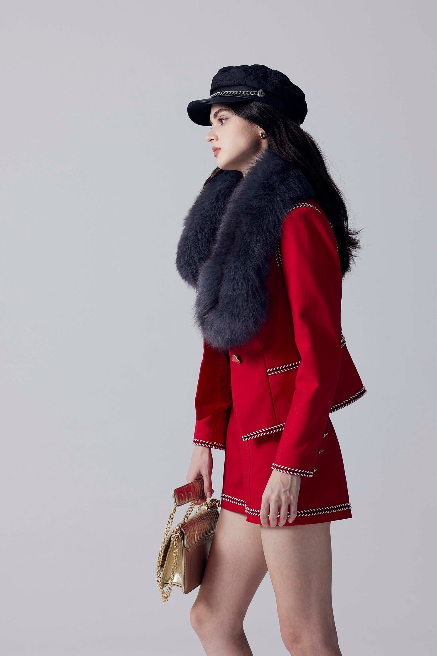 Red Shorts With Braided Ribbon Trim DetailRed Shorts With Braided Ribbon Trim Detail,Shorts