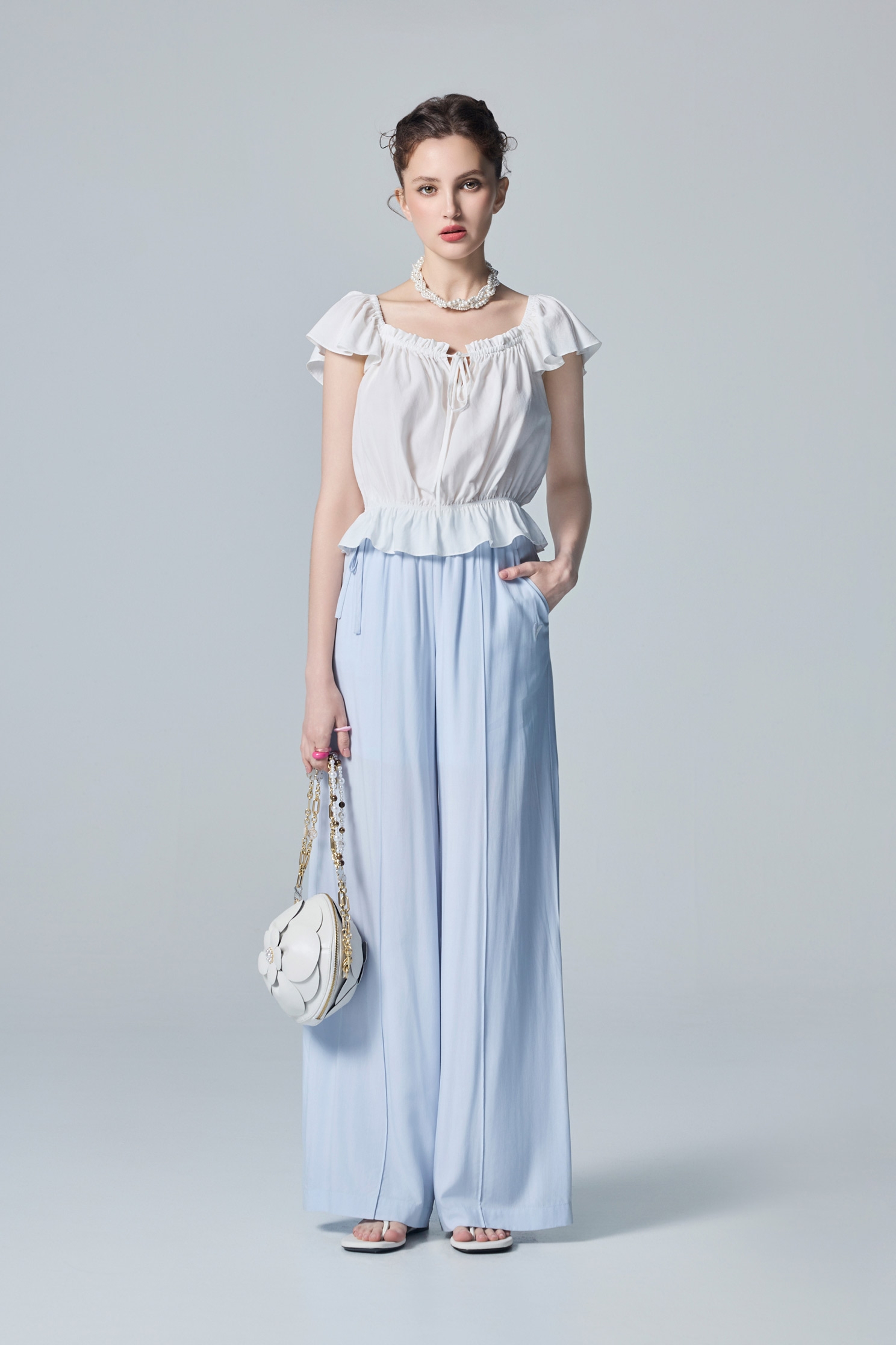 Light Blue Casual Wide Leg PantsLight Blue Casual Wide Leg Pants,Culottes,Season (SS) Look,pants