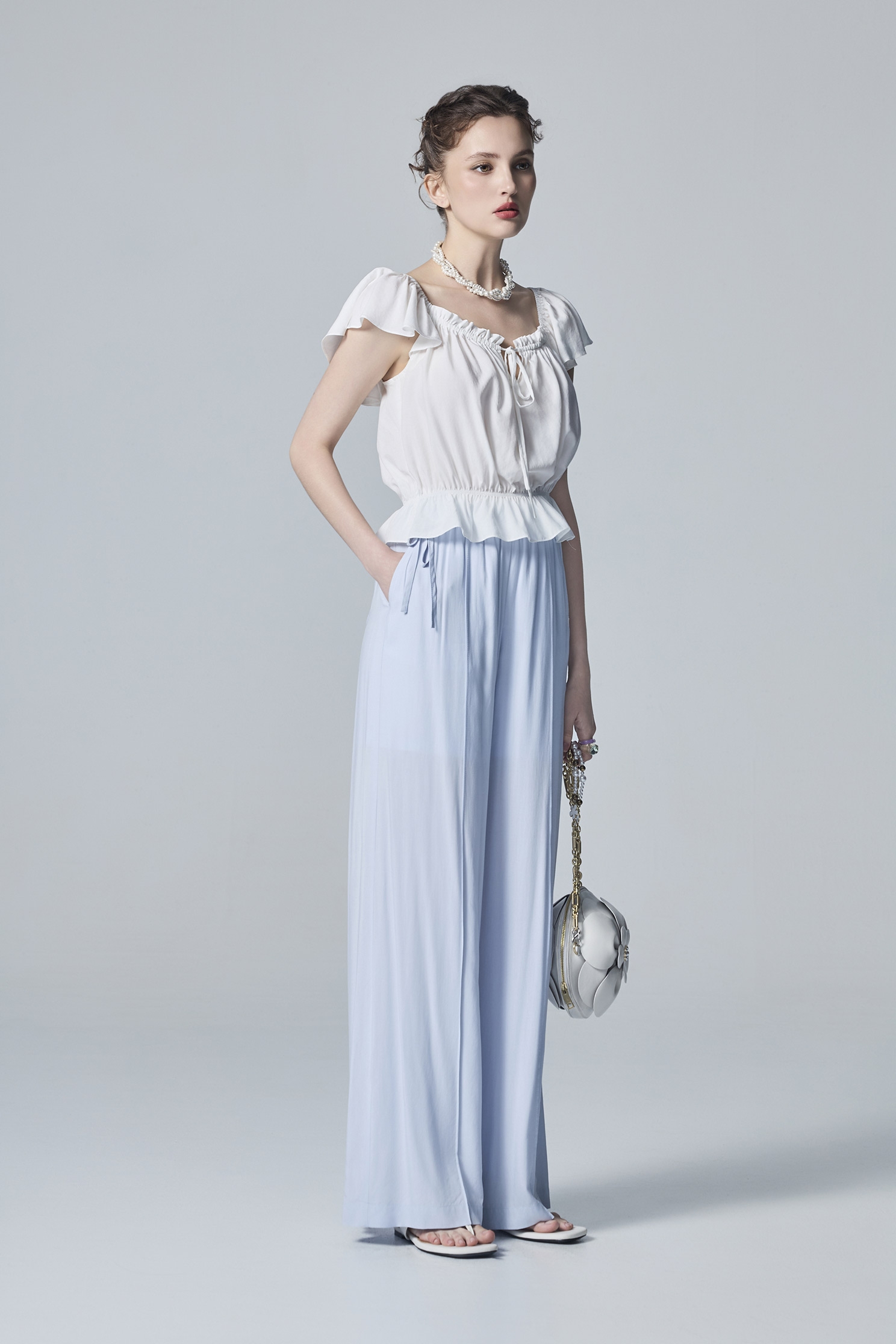 Light Blue Casual Wide Leg PantsLight Blue Casual Wide Leg Pants,Culottes,Season (SS) Look,pants