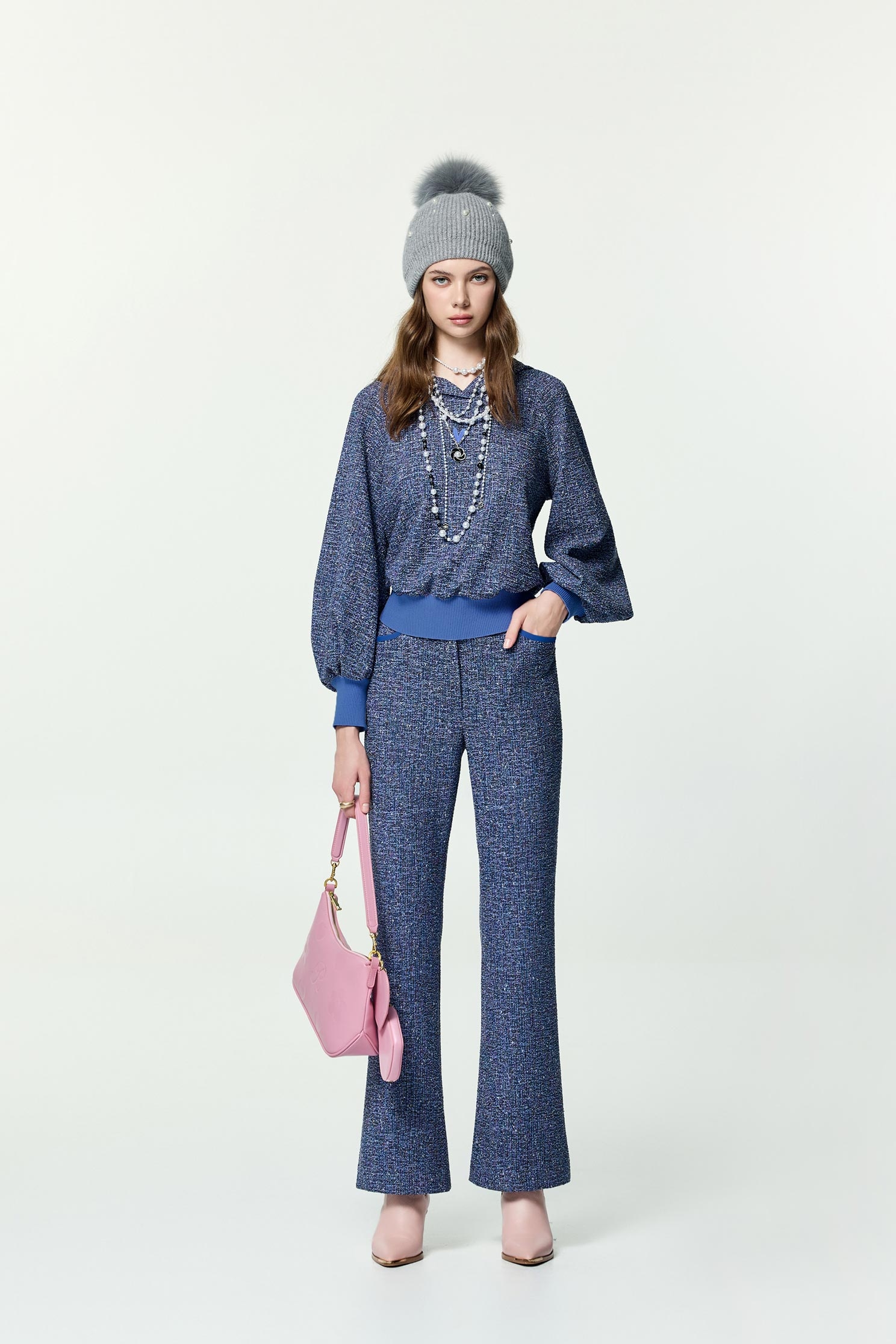 Tweed boot Leg PantsTweed boot Leg Pants,Embroidered,Bell-bottoms,co-ord sets,Season (AW) Look,Bell-bottoms,Pants