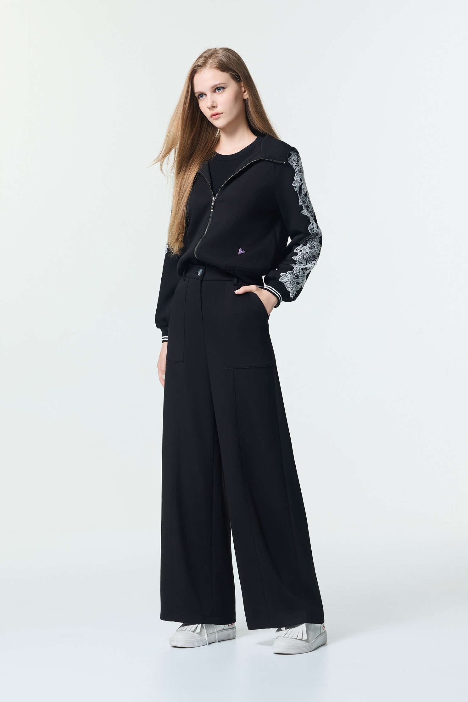 Wide Leg Black Casual PantsWide Leg Black Casual Pants,Embroidered,Culottes,co-ord sets,Season (AW) Look,Culottes,upperclass
