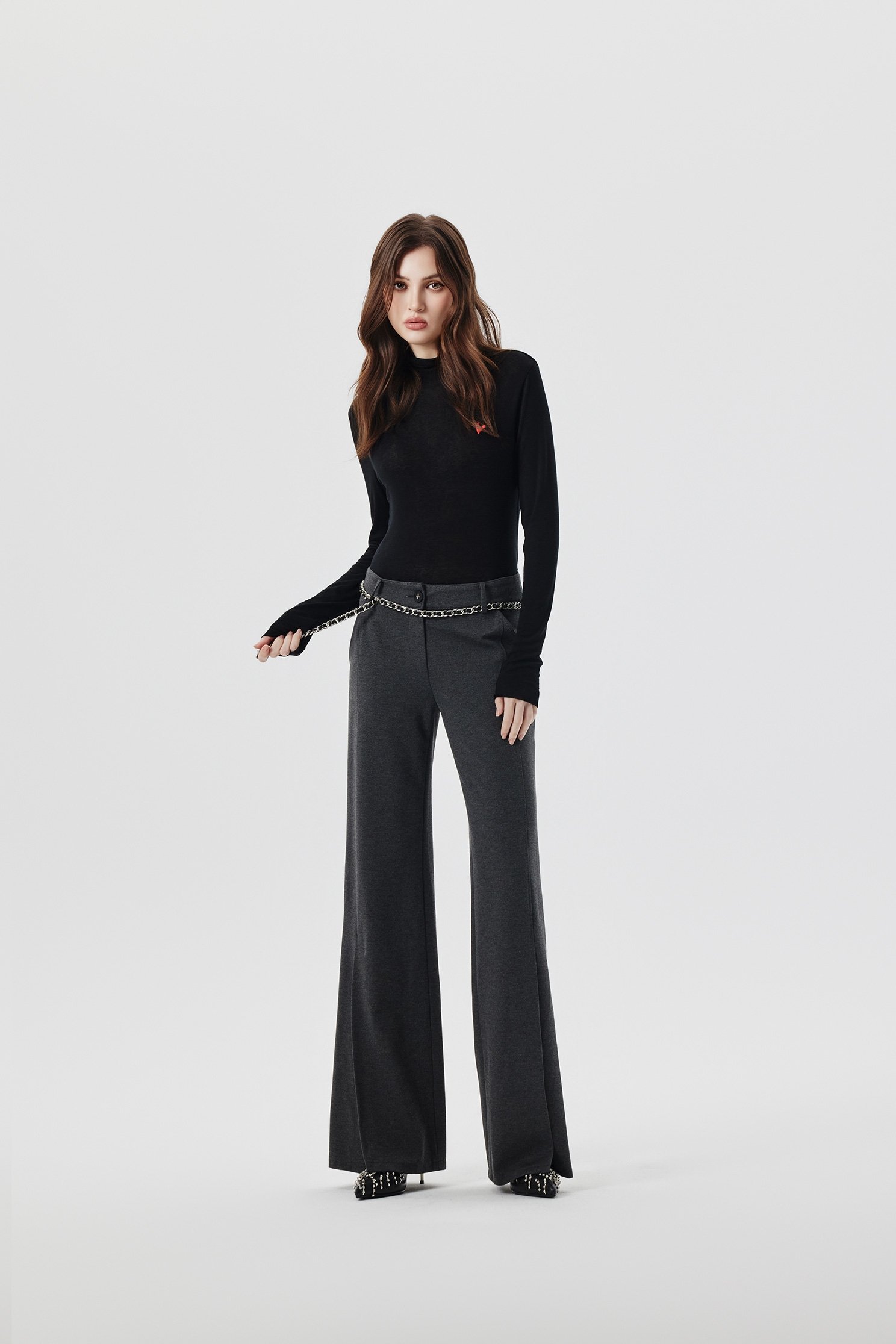 Minimalist Front Slit PantsMinimalist Front Slit Pants,Embroidered,Culottes,Season (AW) Look,pants,Black pants